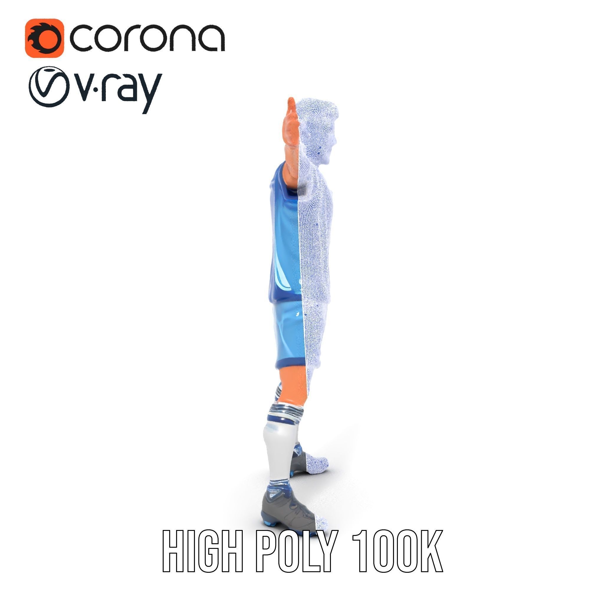 Young Male Soccer Player Rigged and Animated D Character Model Low-poly 3D model_32