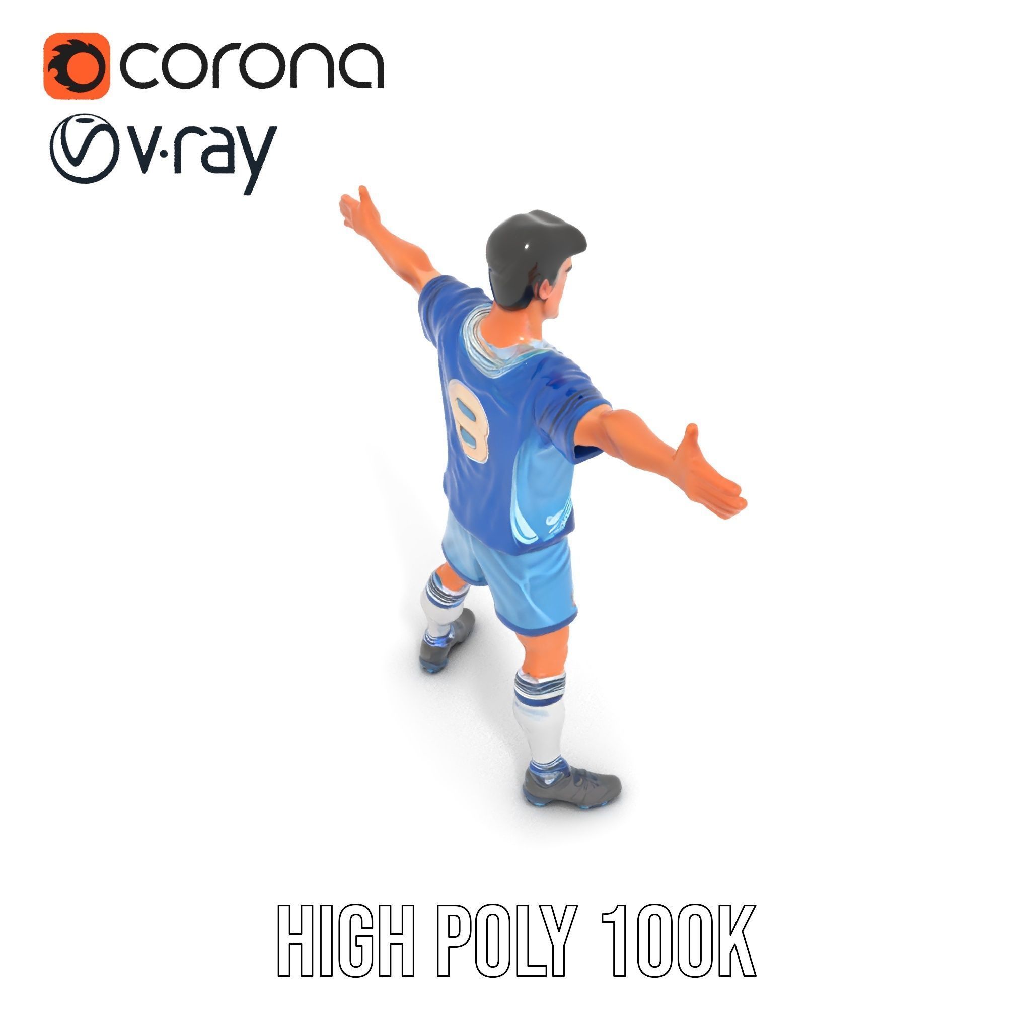 Young Male Soccer Player Rigged and Animated D Character Model Low-poly 3D model_13