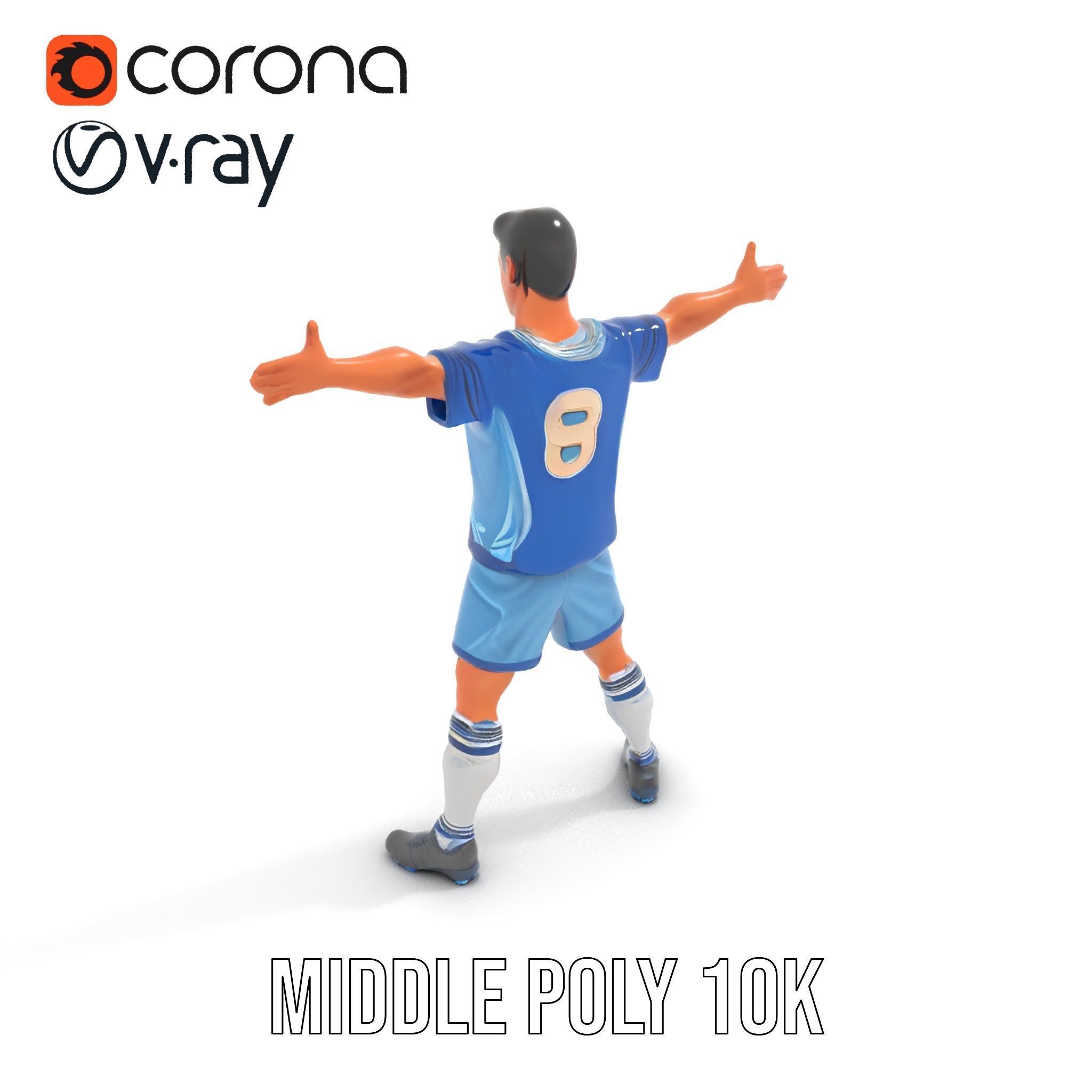 Young Male Soccer Player Rigged and Animated D Character Model Low-poly 3D model_19
