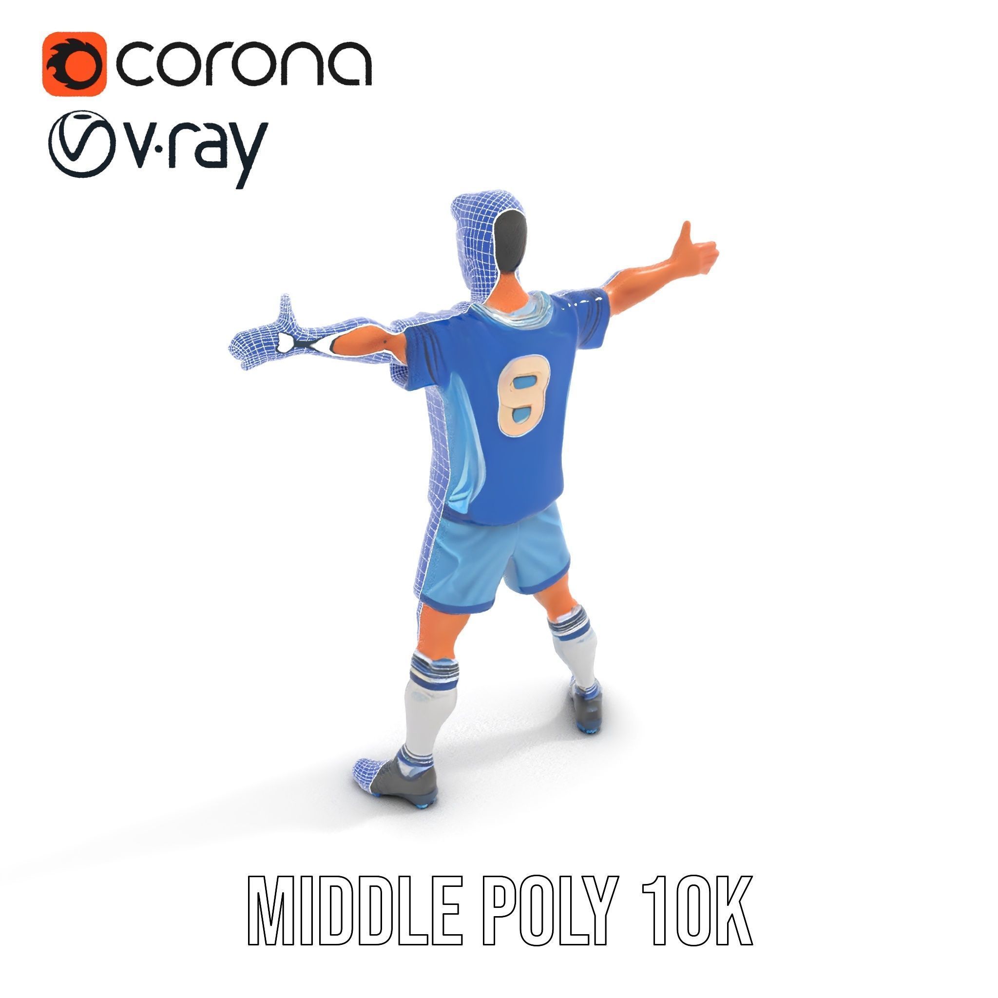 Young Male Soccer Player Rigged and Animated D Character Model Low-poly 3D model_16