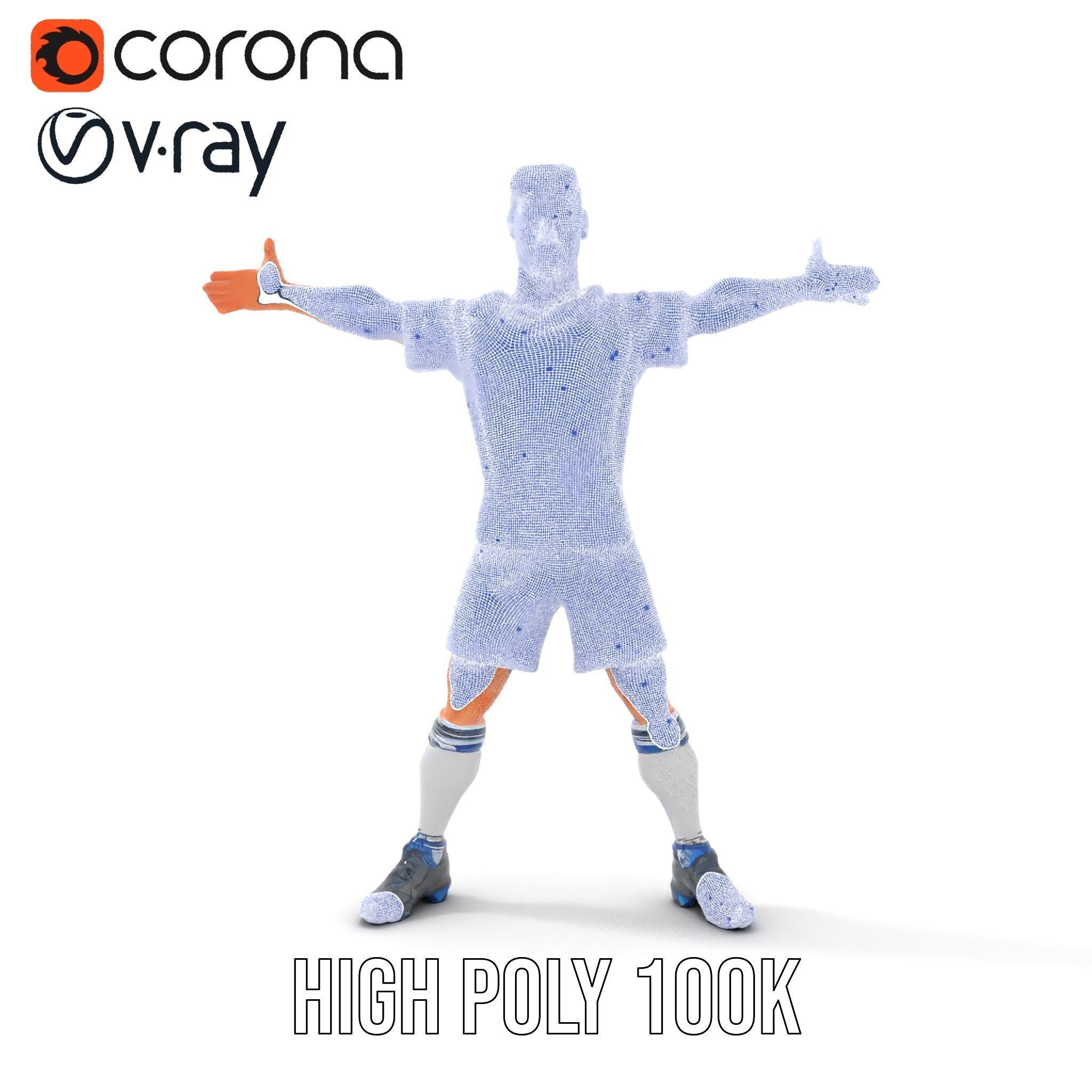 Young Male Soccer Player Rigged and Animated D Character Model Low-poly 3D model_36