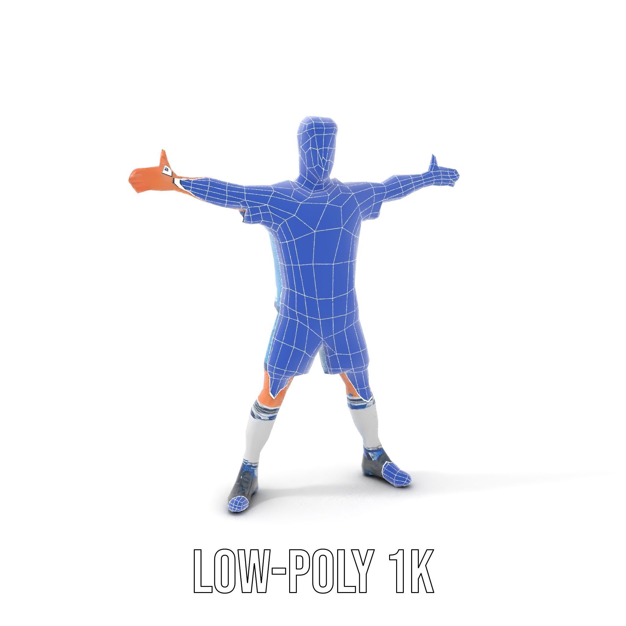 Young Male Soccer Player Rigged and Animated D Character Model Low-poly 3D model_17