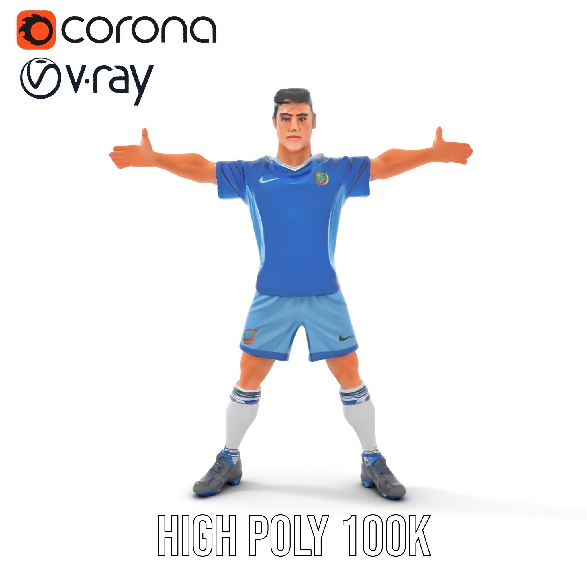 Young Male Soccer Player Rigged and Animated D Character Model Low-poly 3D model_21