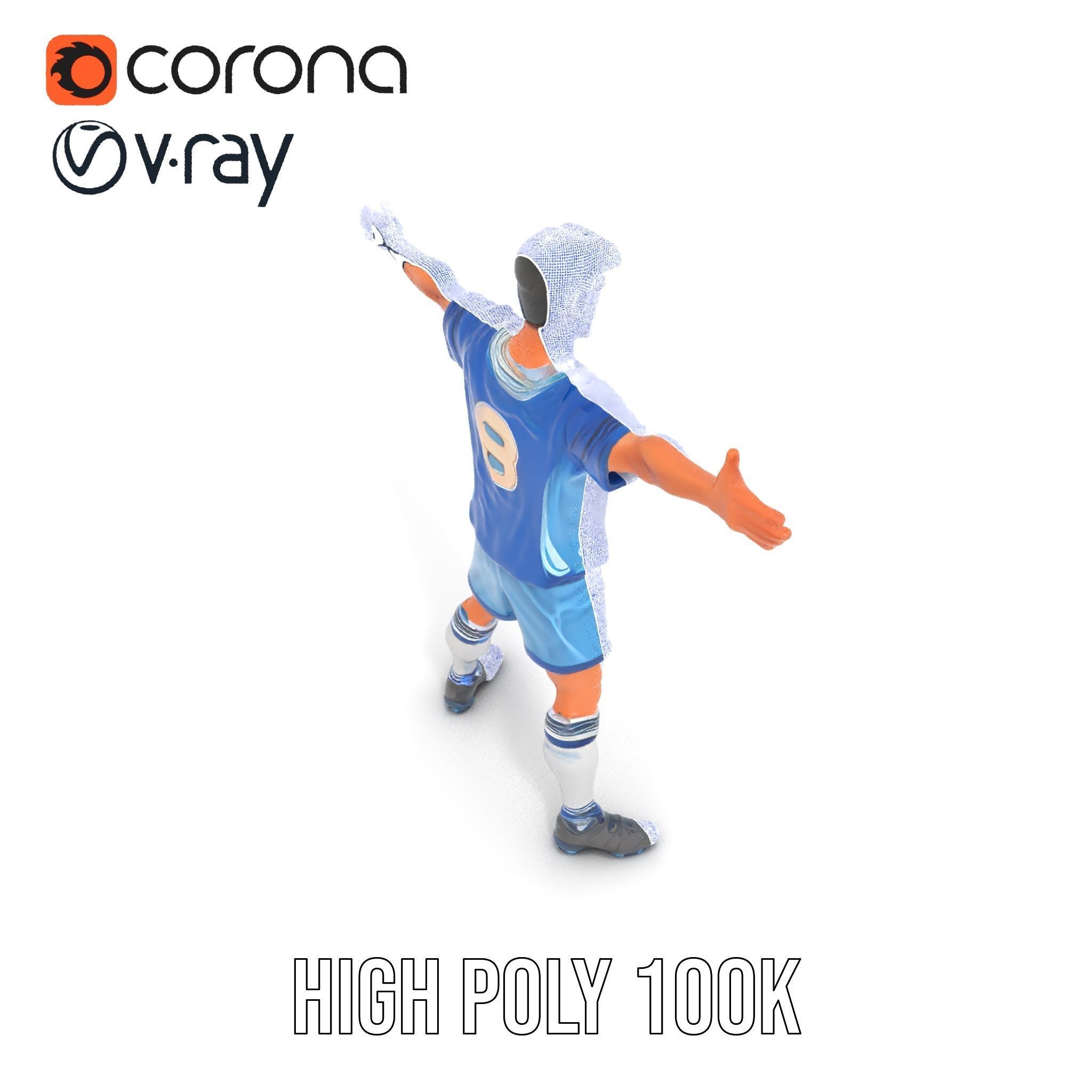 Young Male Soccer Player Rigged and Animated D Character Model Low-poly 3D model_26