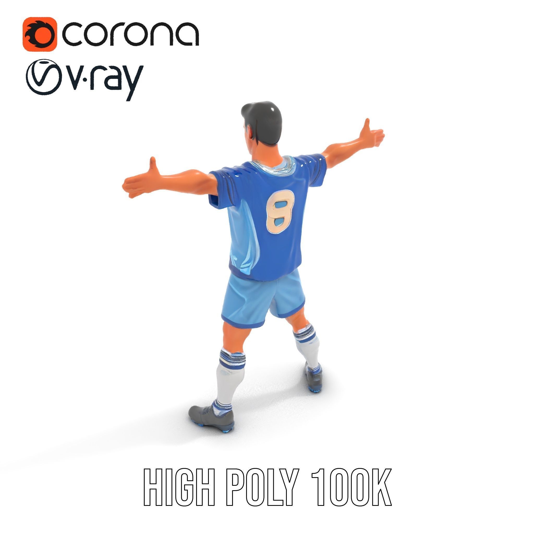 Young Male Soccer Player Rigged and Animated D Character Model Low-poly 3D model_18