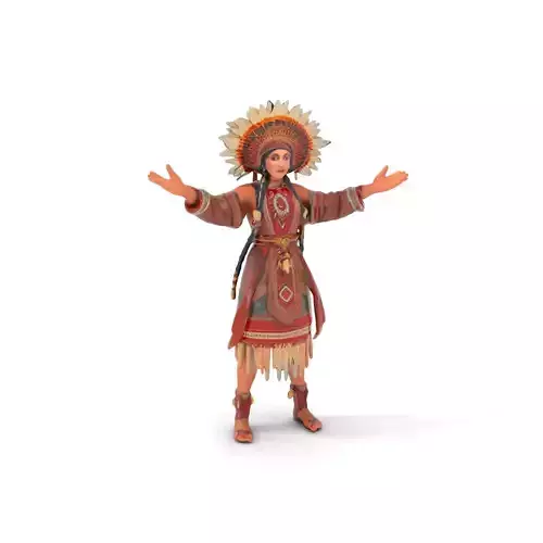 Sun Warrior Rigged and Animated Character Model with Tribal Attire