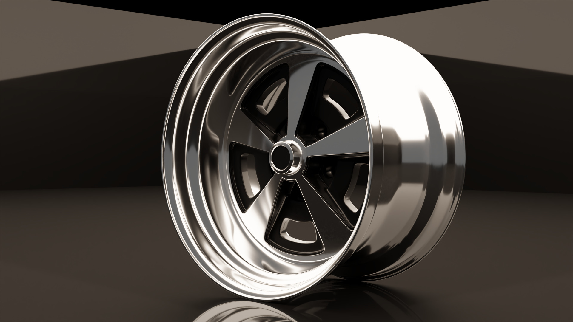 american muscle car wheel 3D model_1