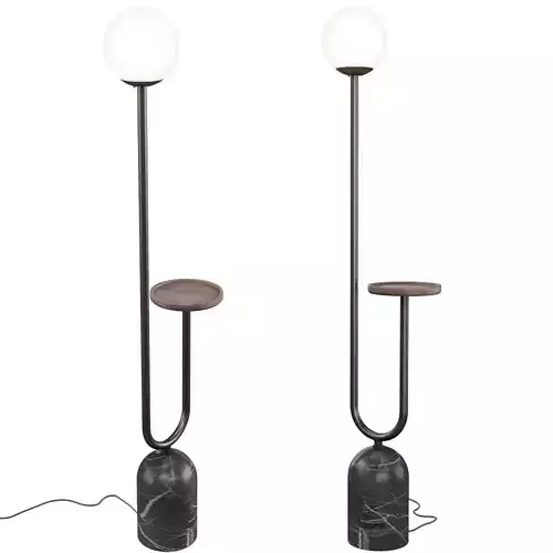Luxury Floor Lamp with Tray Table  Glass Globe  Marble Base 3D