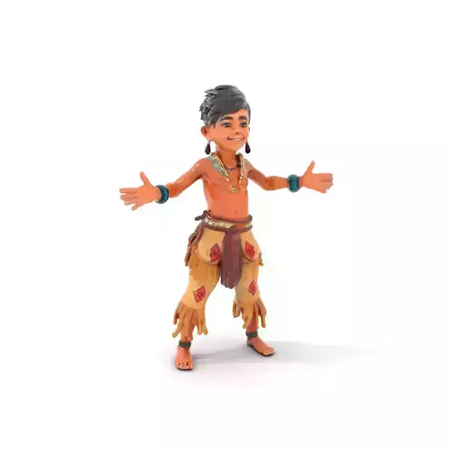 Young Warrior Character Fully Rigged and Animated Low-poly 3D model