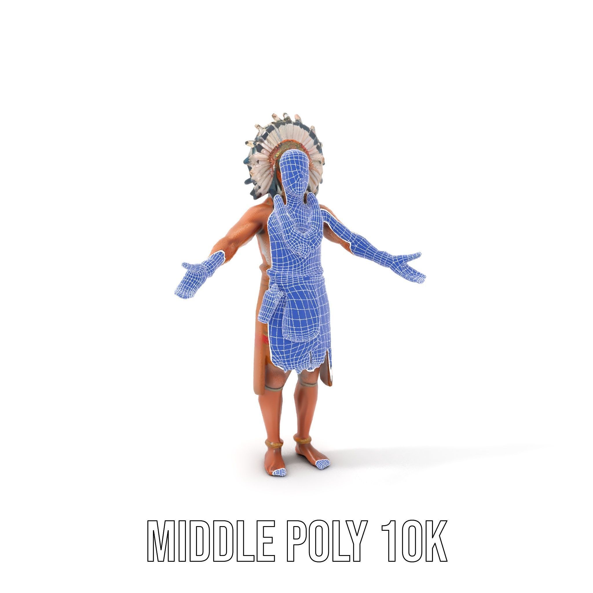 Indigenous Warrior Rigged and Animated Character Model Low-poly 3D model_31