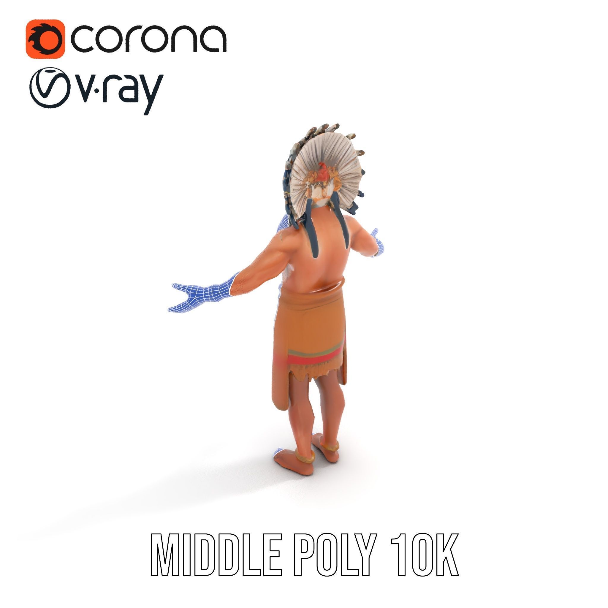 Indigenous Warrior Rigged and Animated Character Model Low-poly 3D model_28