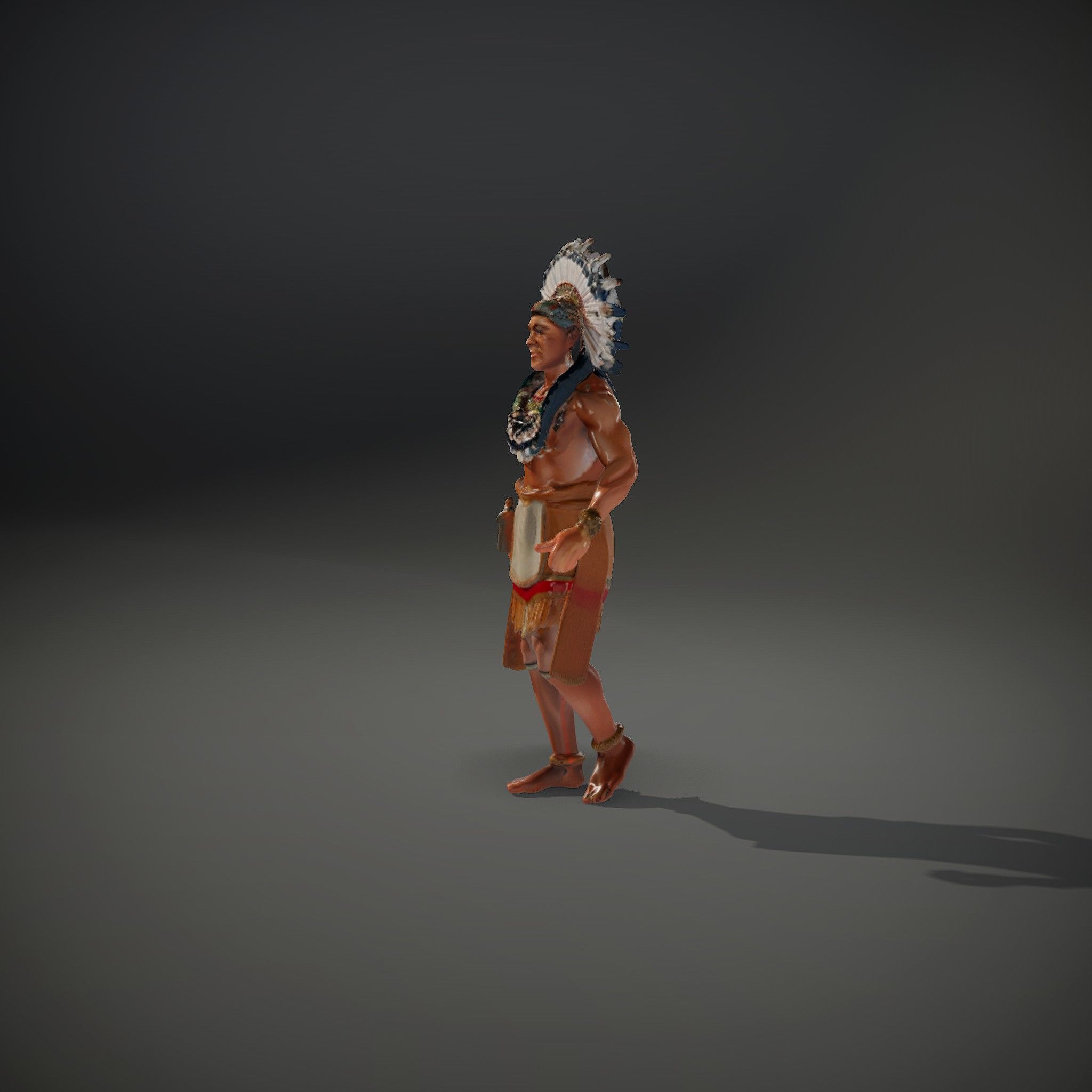 Indigenous Warrior Rigged and Animated Character Model Low-poly 3D model_37