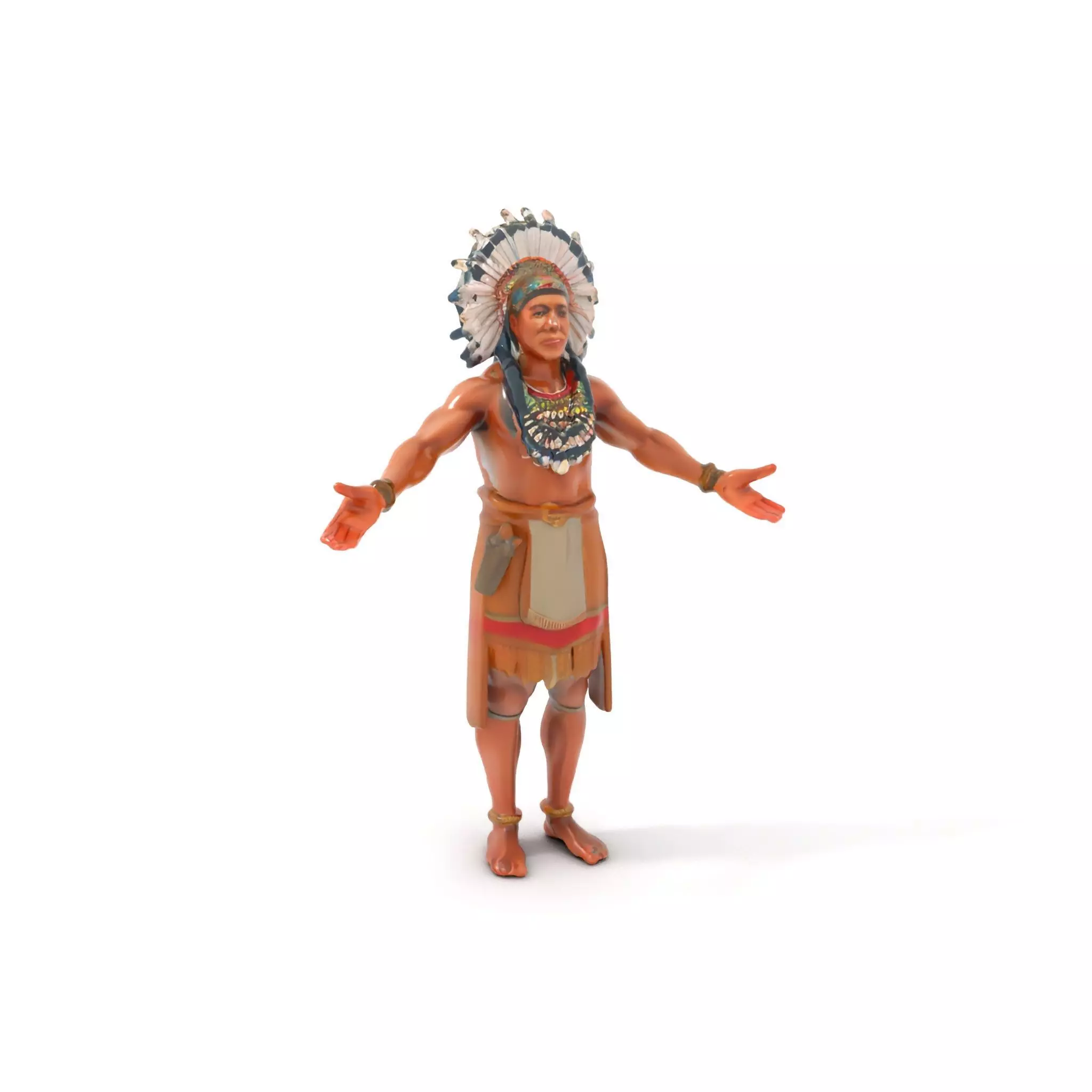 Indigenous Warrior Rigged and Animated Character Model Low-poly 3D model_0