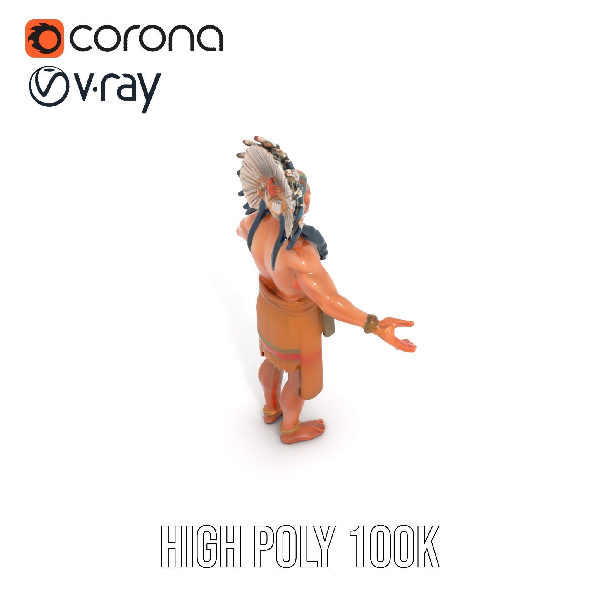 Indigenous Warrior Rigged and Animated Character Model Low-poly 3D model_18