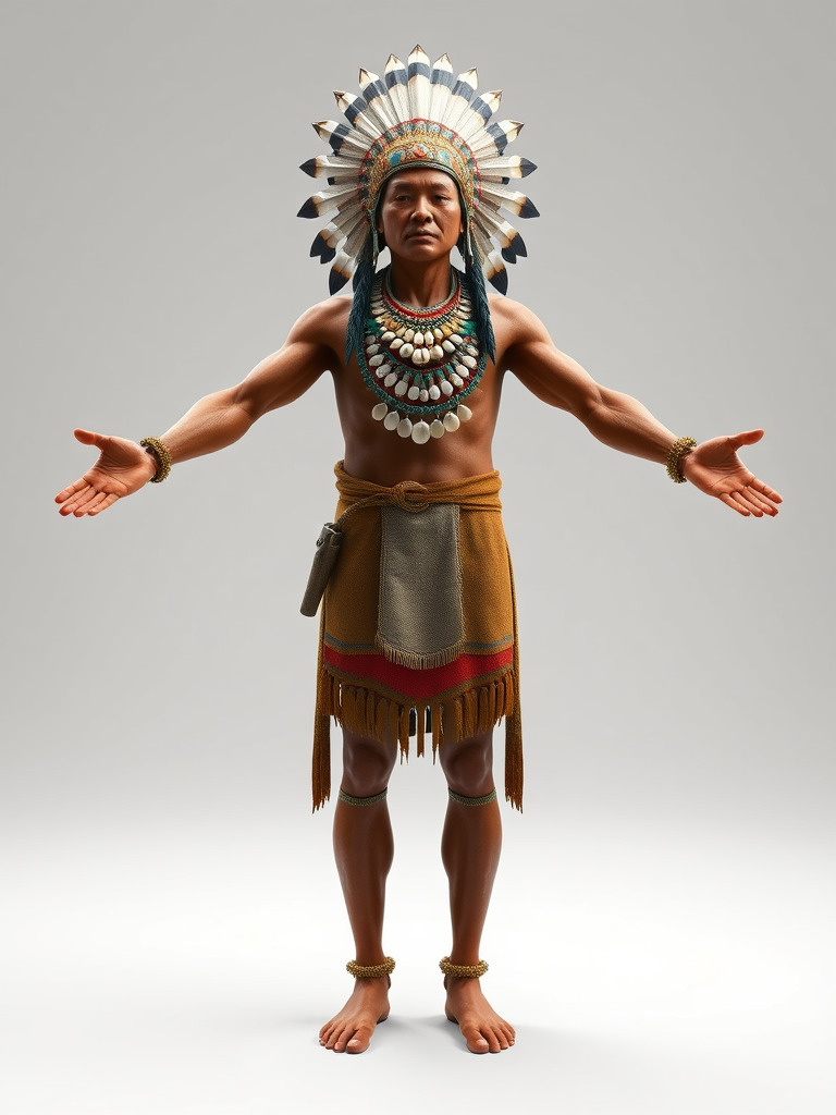 Indigenous Warrior Rigged and Animated Character Model Low-poly 3D model_3