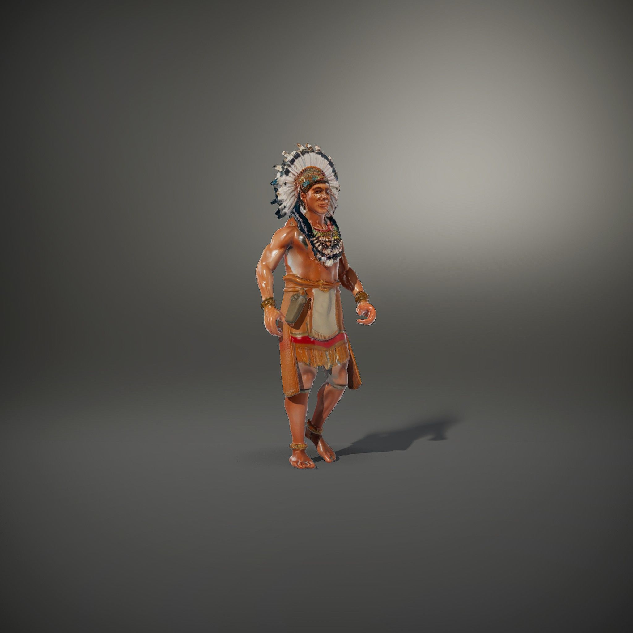 Indigenous Warrior Rigged and Animated Character Model Low-poly 3D model_36
