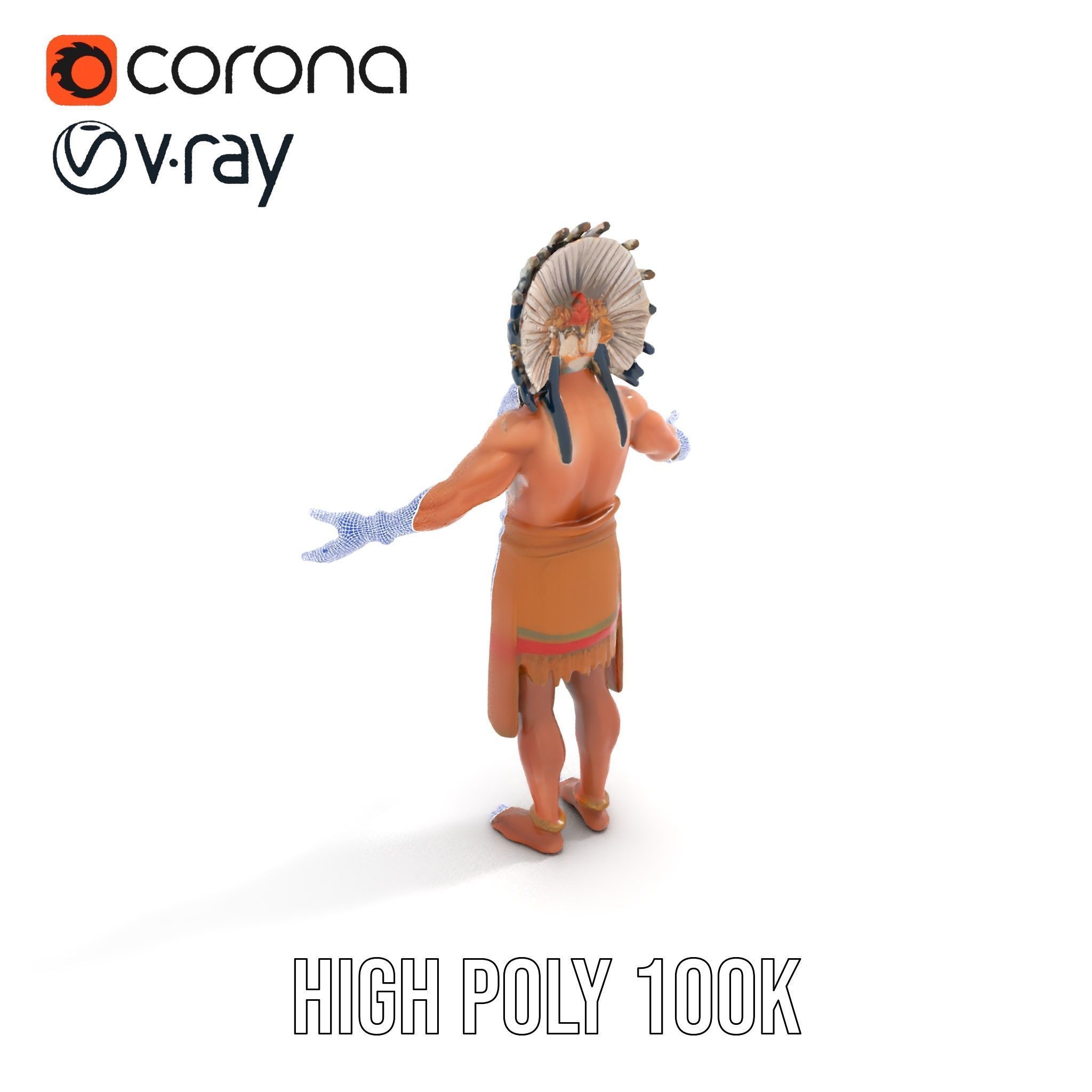 Indigenous Warrior Rigged and Animated Character Model Low-poly 3D model_34