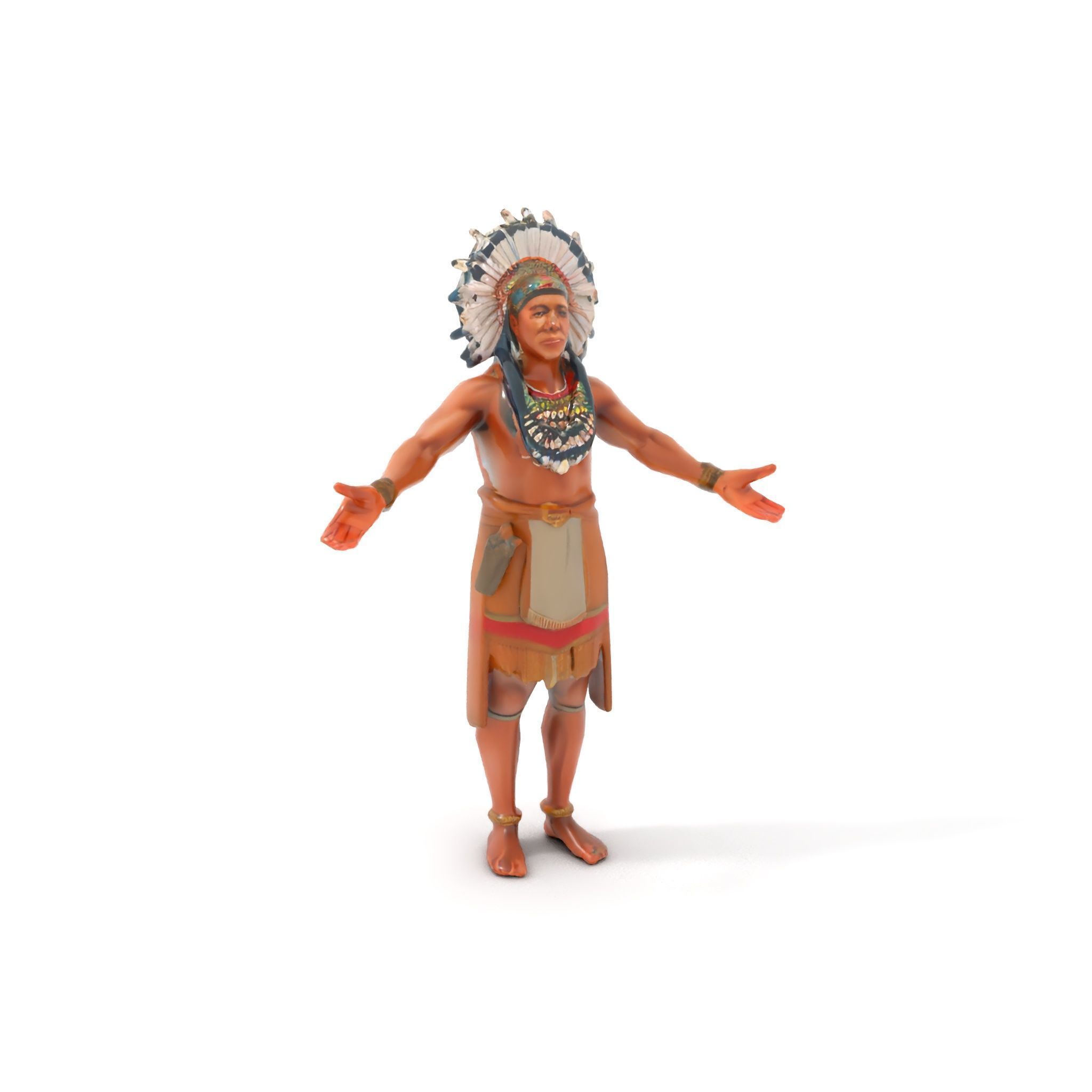 Indigenous Warrior Rigged and Animated Character Model Low-poly 3D model_16