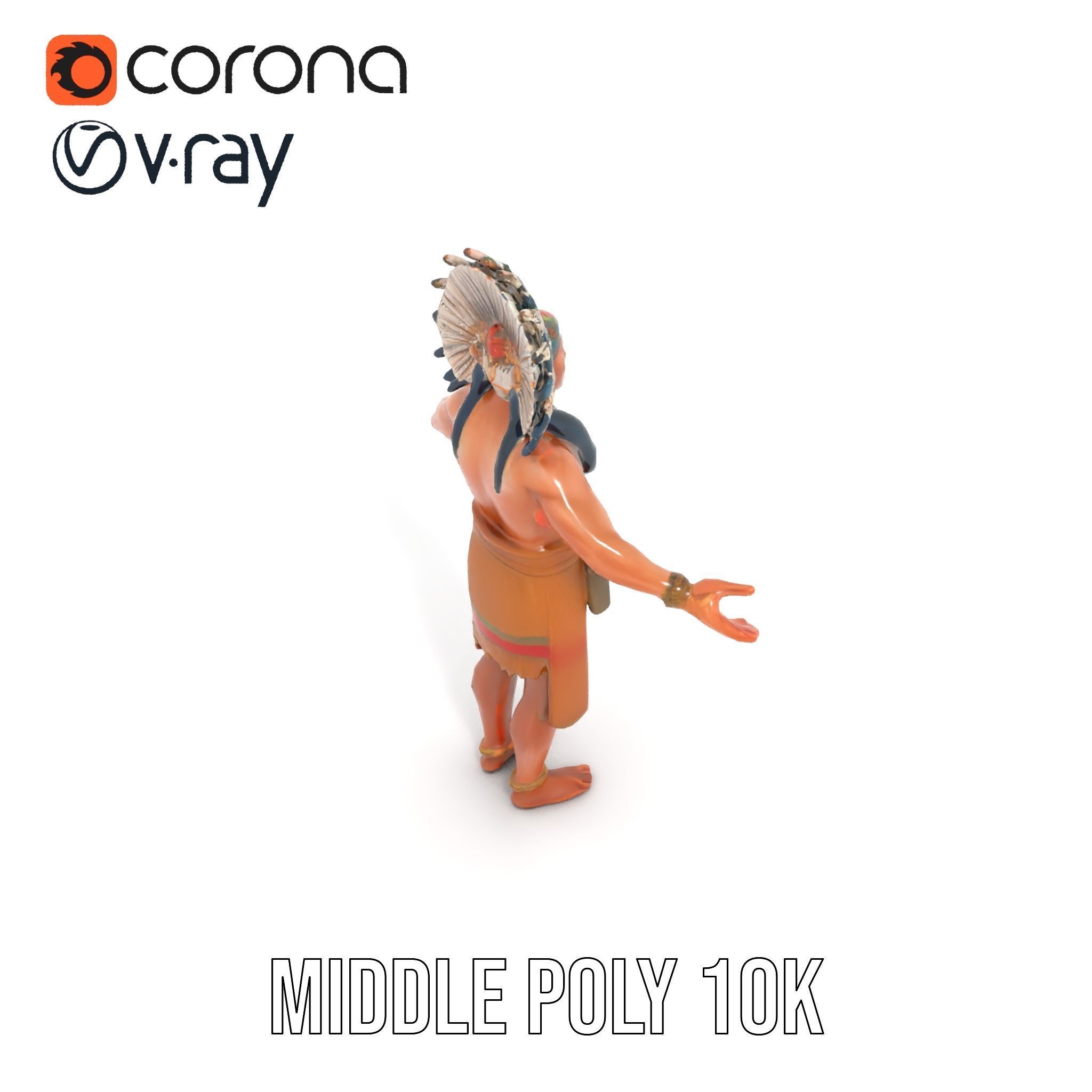 Indigenous Warrior Rigged and Animated Character Model Low-poly 3D model_13