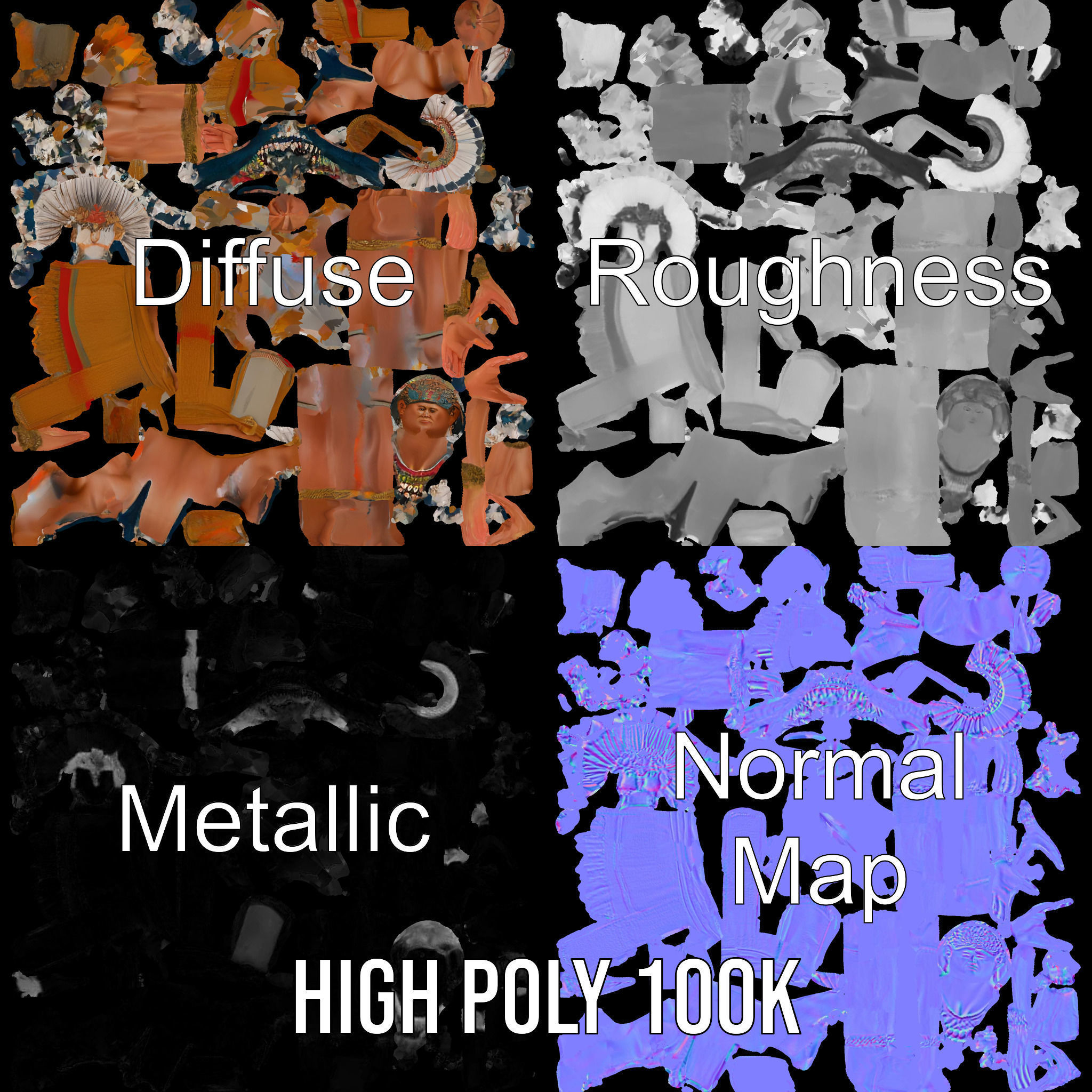 Indigenous Warrior Rigged and Animated Character Model Low-poly 3D model_4