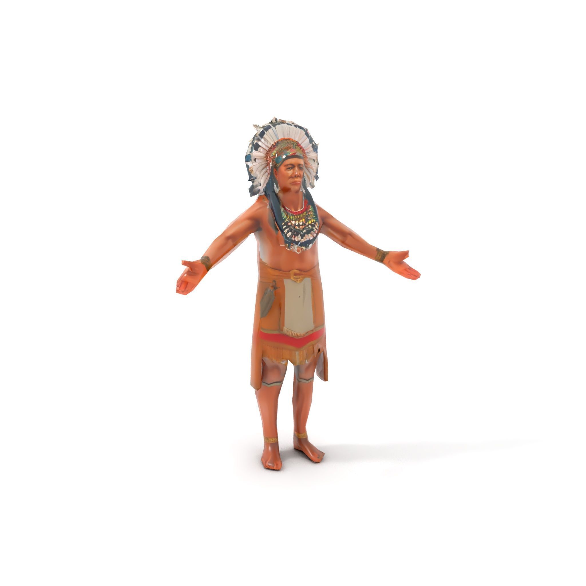 Indigenous Warrior Rigged and Animated Character Model Low-poly 3D model_23