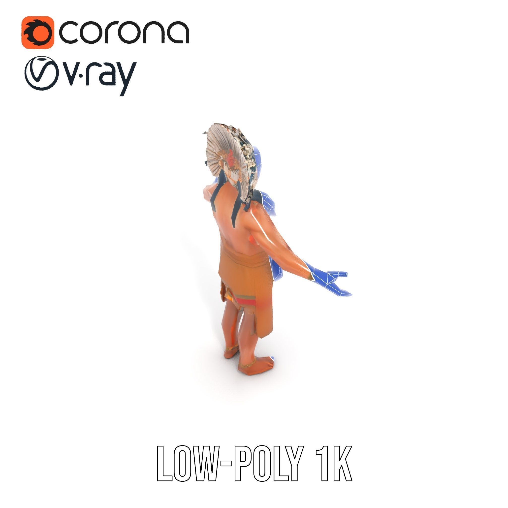 Indigenous Warrior Rigged and Animated Character Model Low-poly 3D model_20