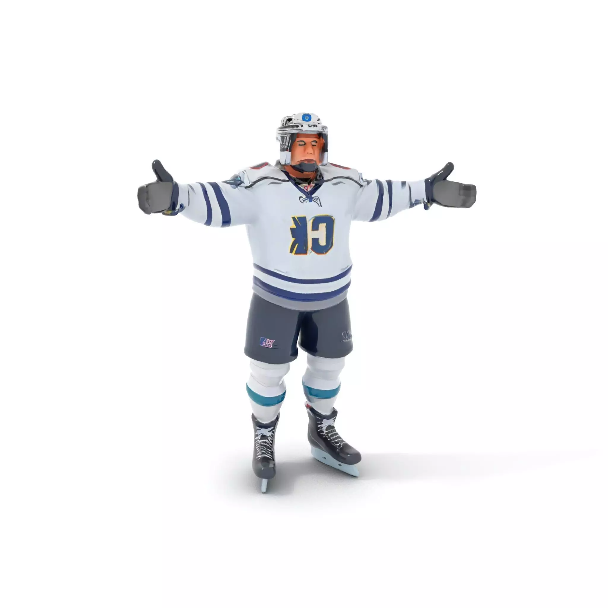 Ice Hockey Player Character Rigged and Animated Low-poly 3D model