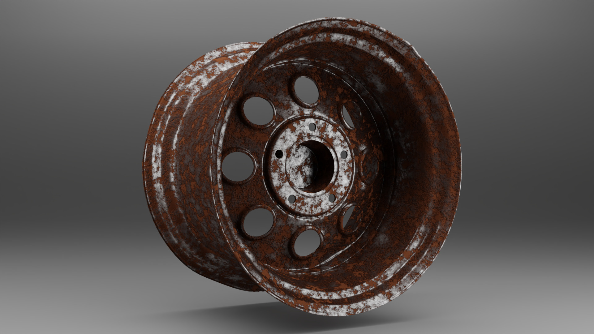 rusty damage old wheel 3D model_2