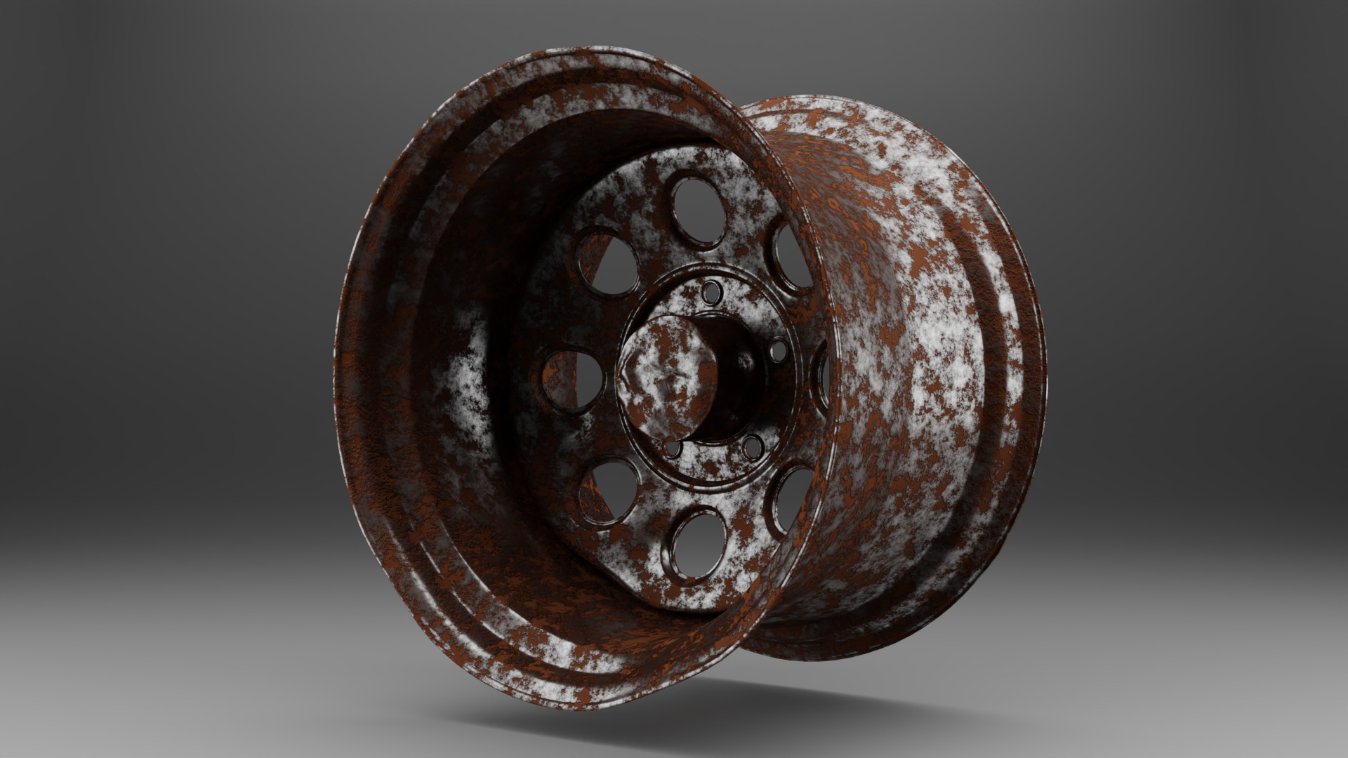 rusty damage old wheel 3D model_1