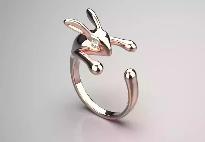 rabbit jewelry ring jr00158 3D print model