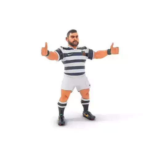 Rugby Player Character Model Rigged and Animated