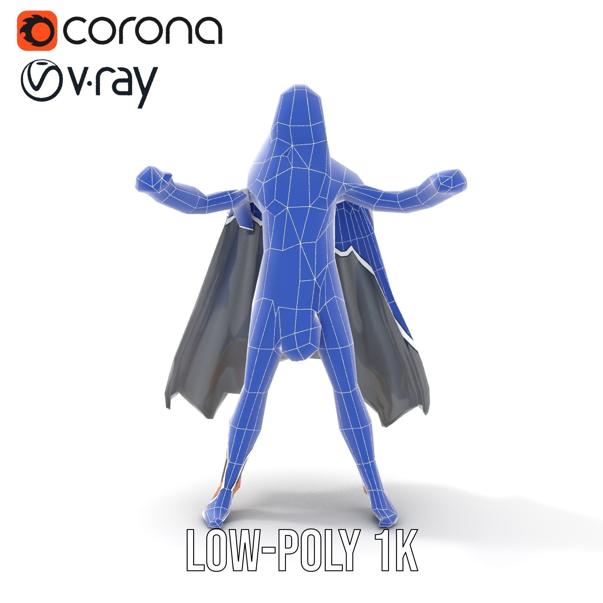 Mystic Warrior Character Model Rigged and Animated Low-poly 3D model_22