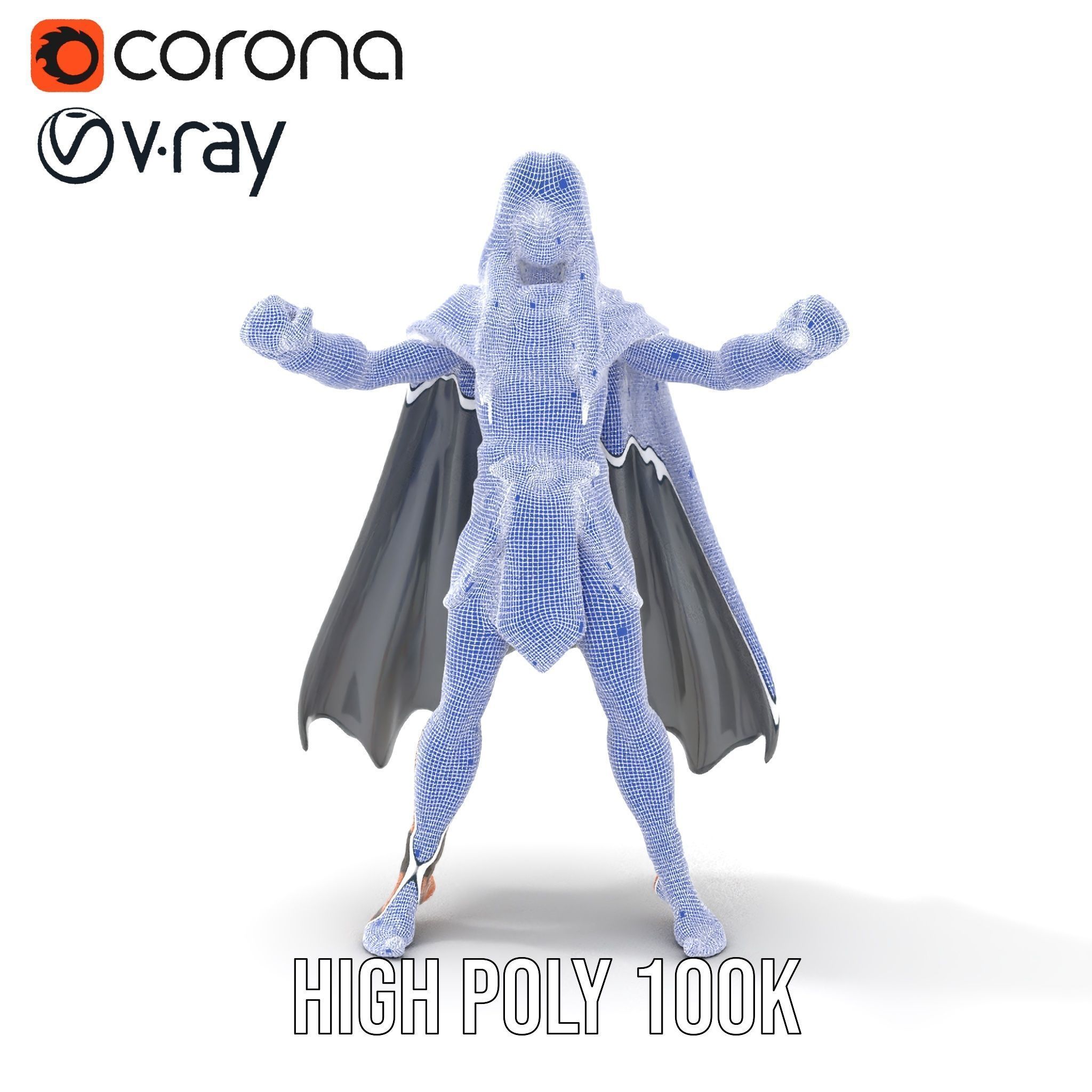 Mystic Warrior Character Model Rigged and Animated Low-poly 3D model_36