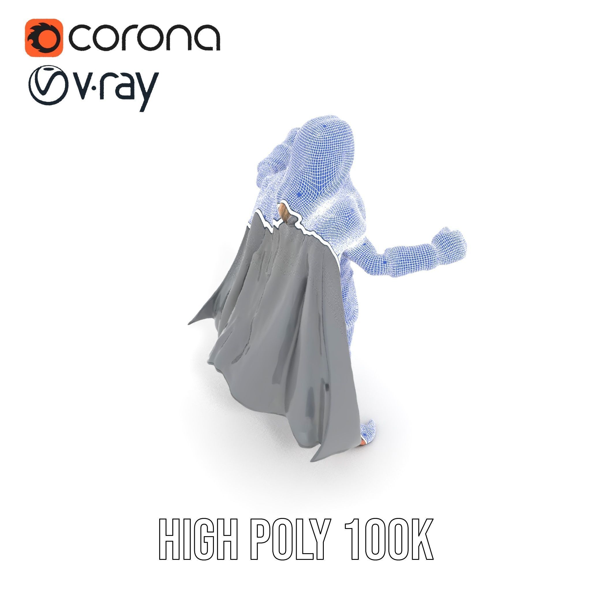 Mystic Warrior Character Model Rigged and Animated Low-poly 3D model_32