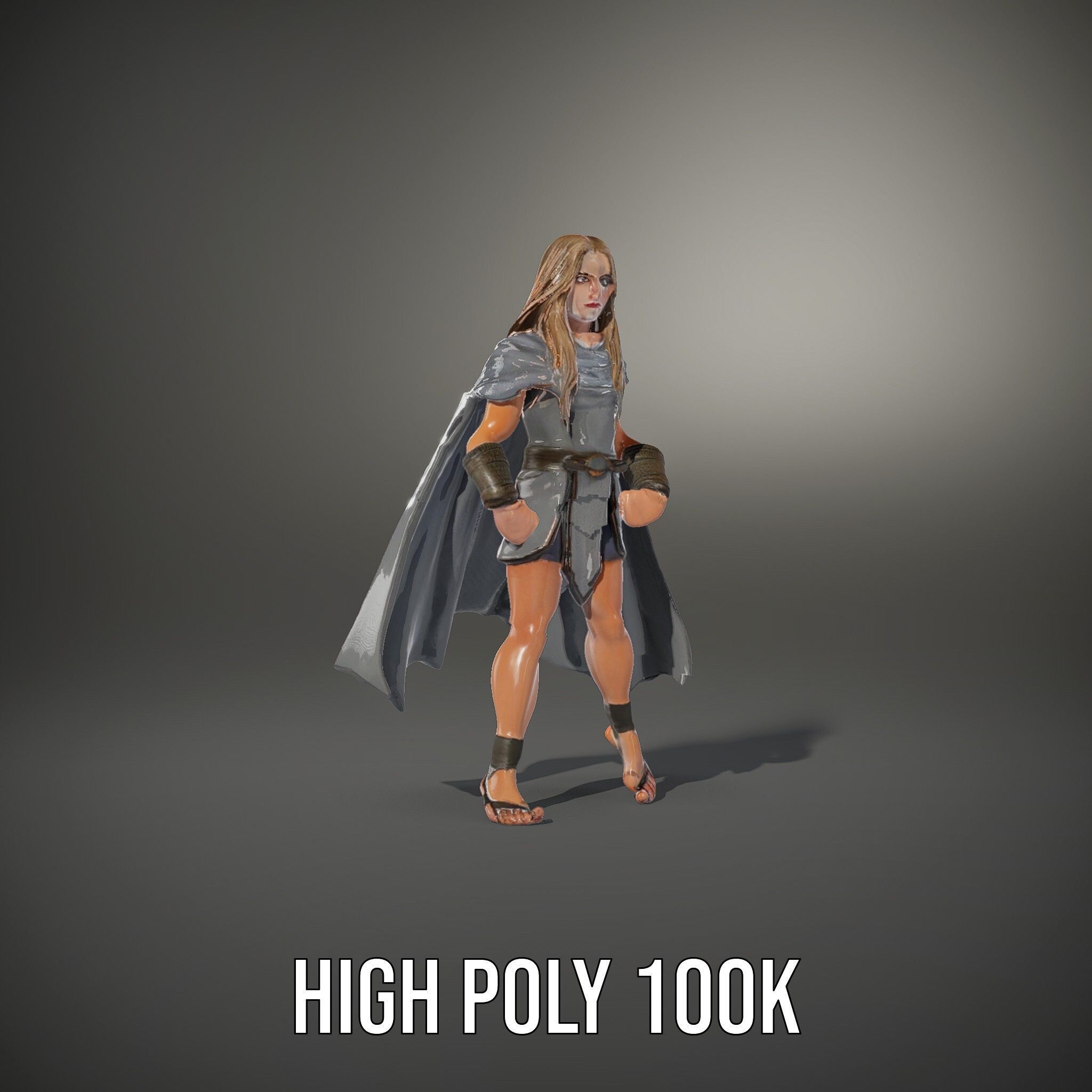 Mystic Warrior Character Model Rigged and Animated Low-poly 3D model_12