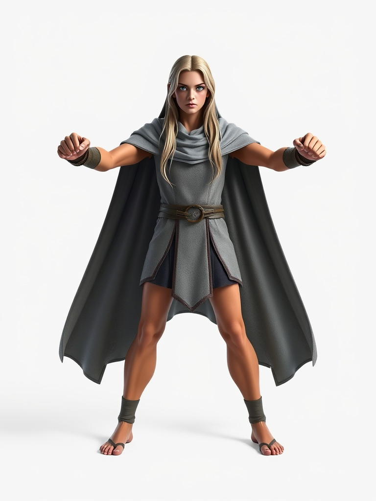 Mystic Warrior Character Model Rigged and Animated Low-poly 3D model_3