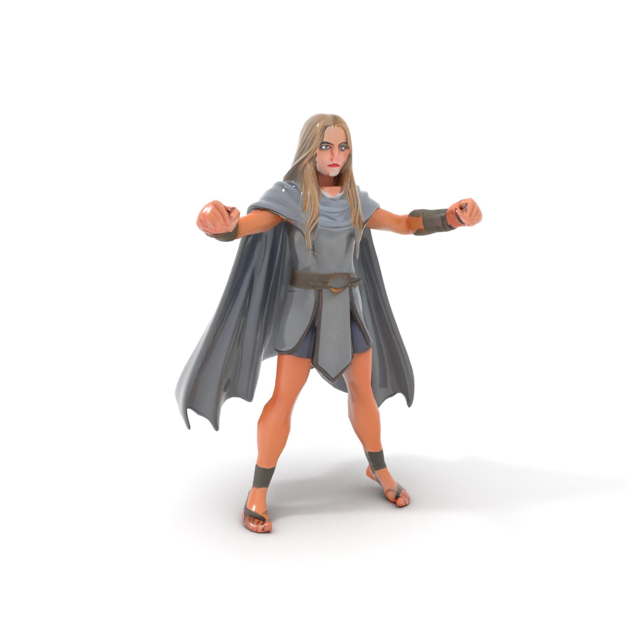 Mystic Warrior Character Model Rigged and Animated Low-poly 3D model_16