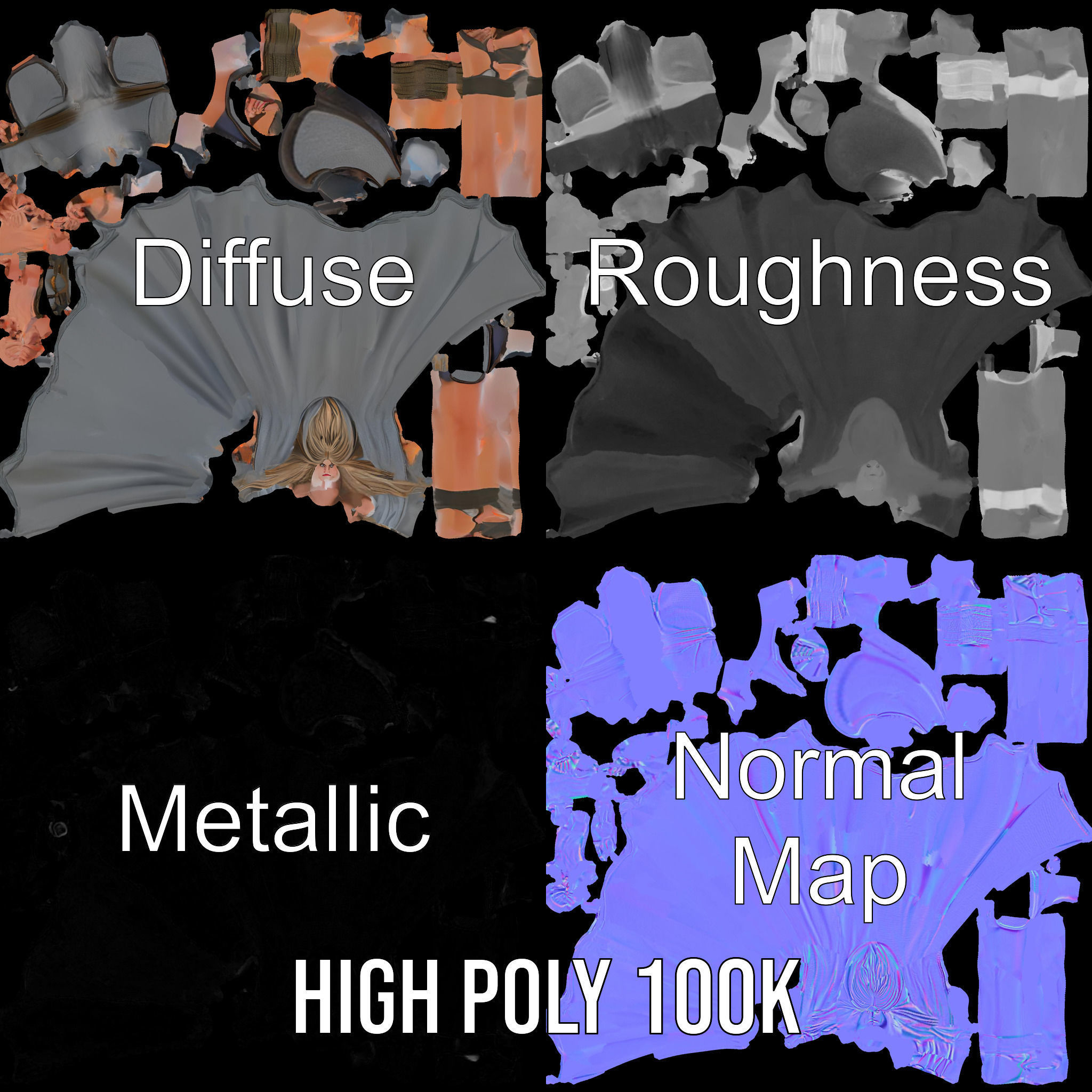 Mystic Warrior Character Model Rigged and Animated Low-poly 3D model_4