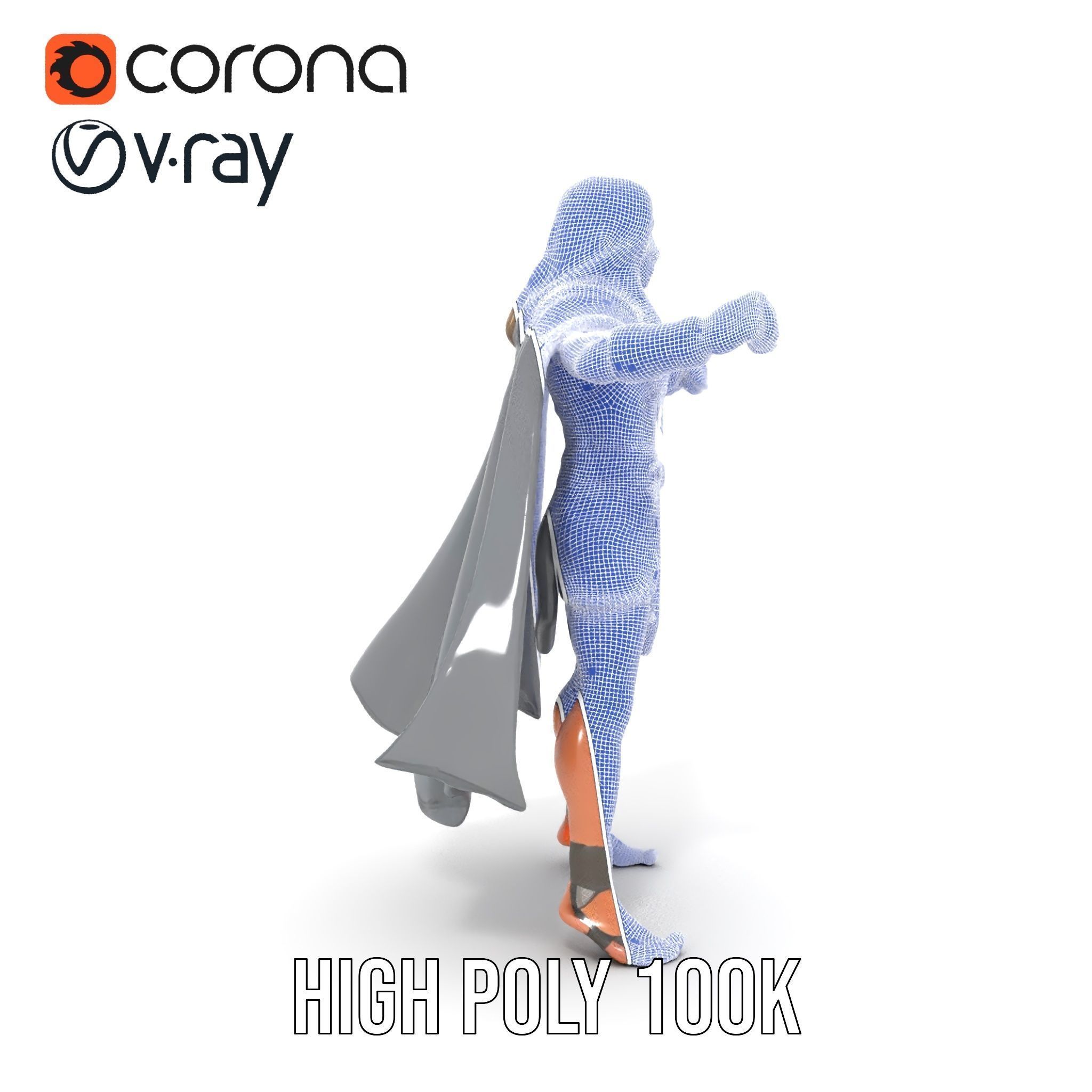 Mystic Warrior Character Model Rigged and Animated Low-poly 3D model_37