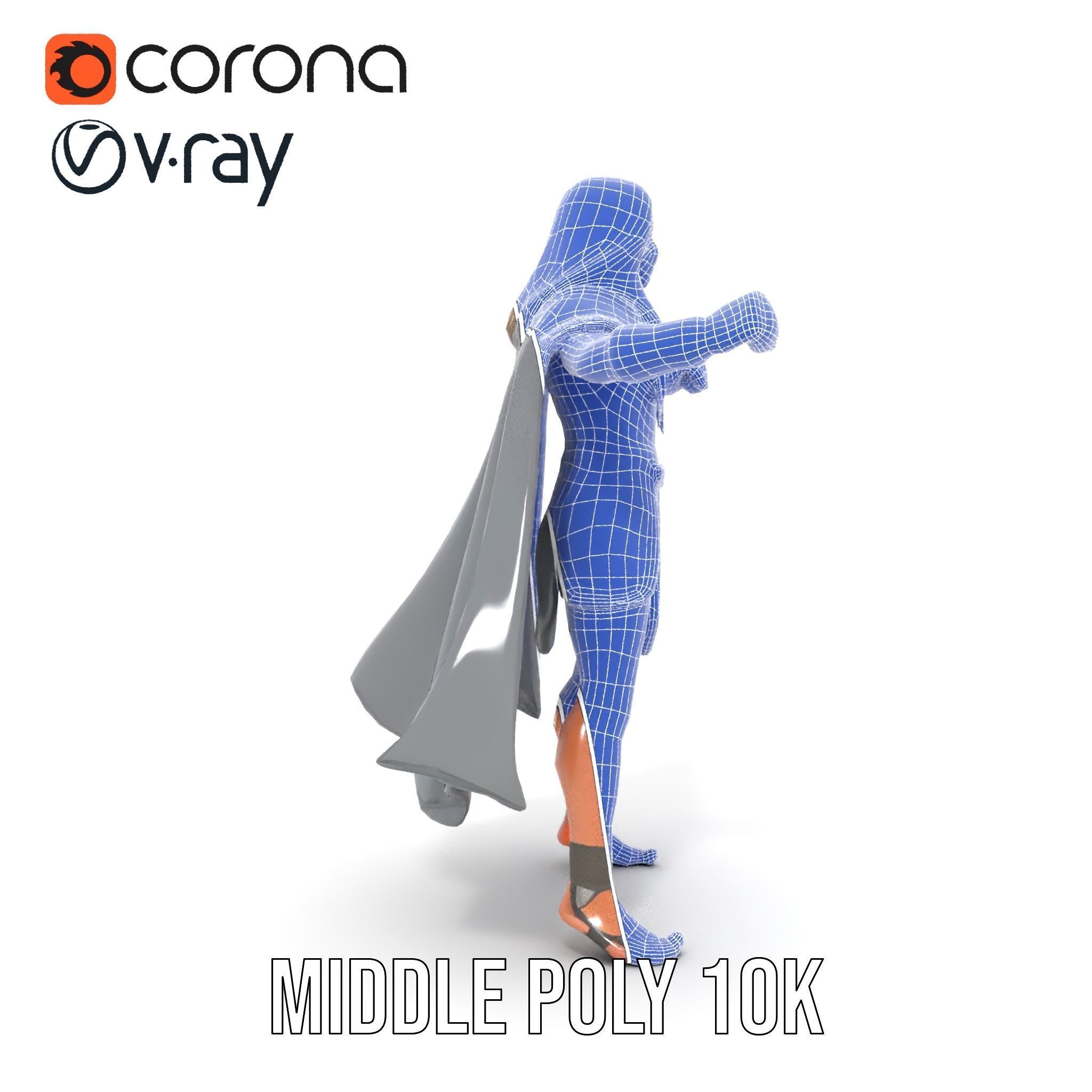 Mystic Warrior Character Model Rigged and Animated Low-poly 3D model_21