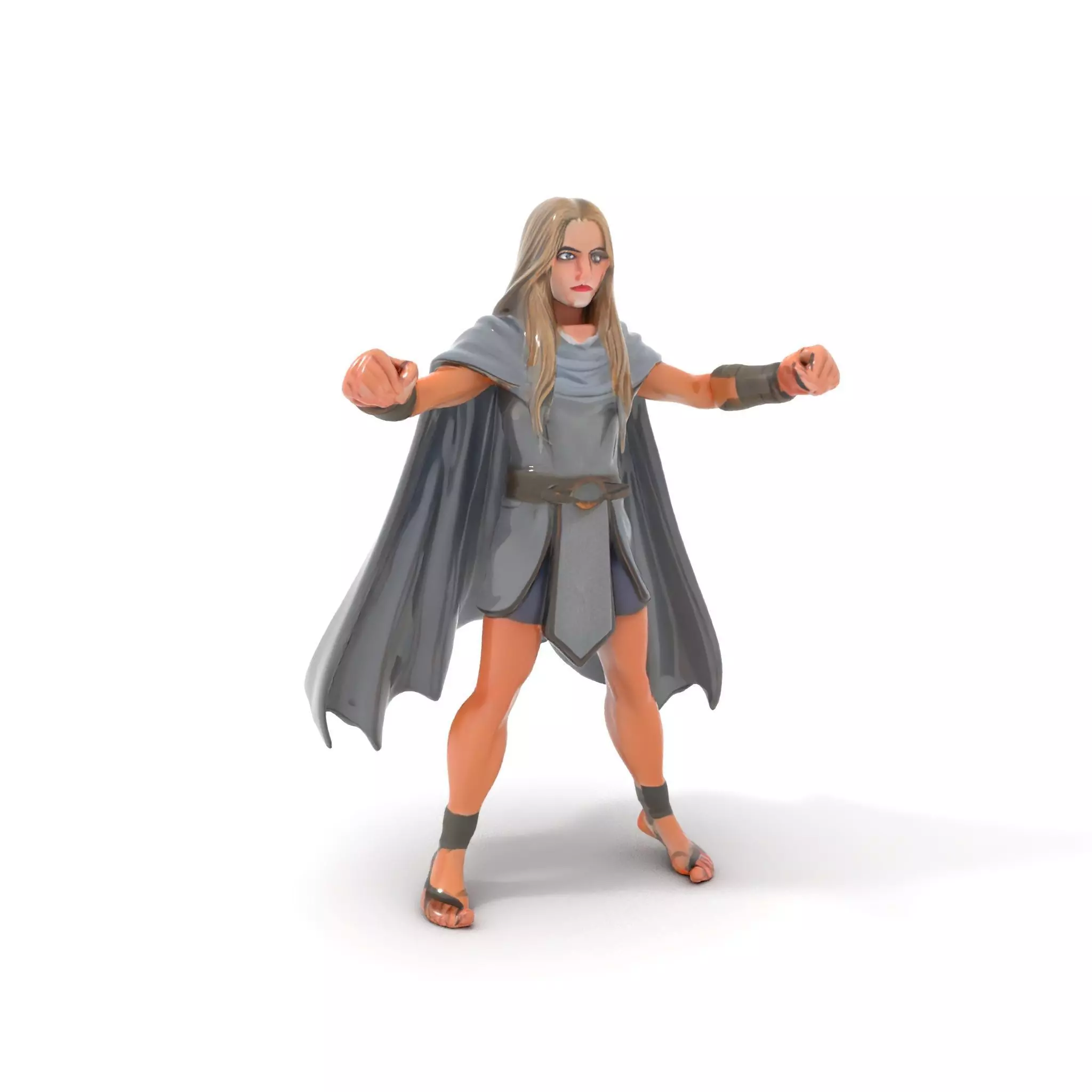 Mystic Warrior Character Model Rigged and Animated Low-poly 3D model_0