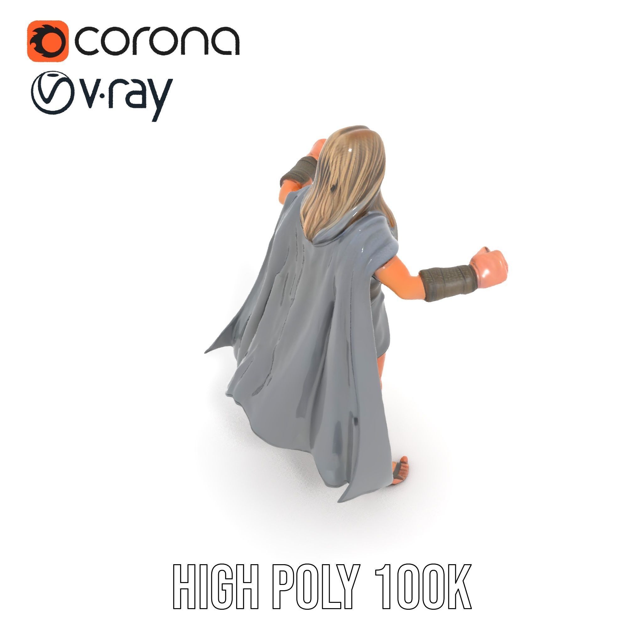 Mystic Warrior Character Model Rigged and Animated Low-poly 3D model_15