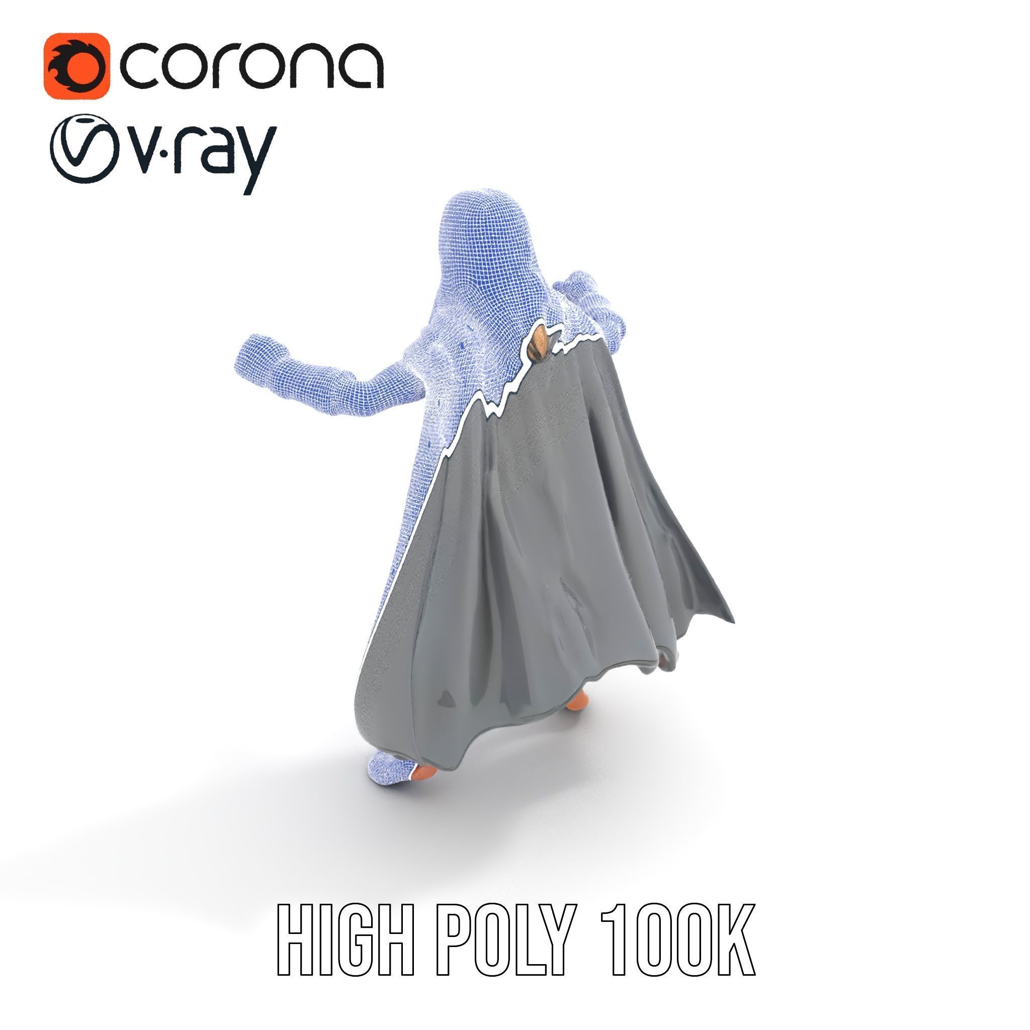 Mystic Warrior Character Model Rigged and Animated Low-poly 3D model_34