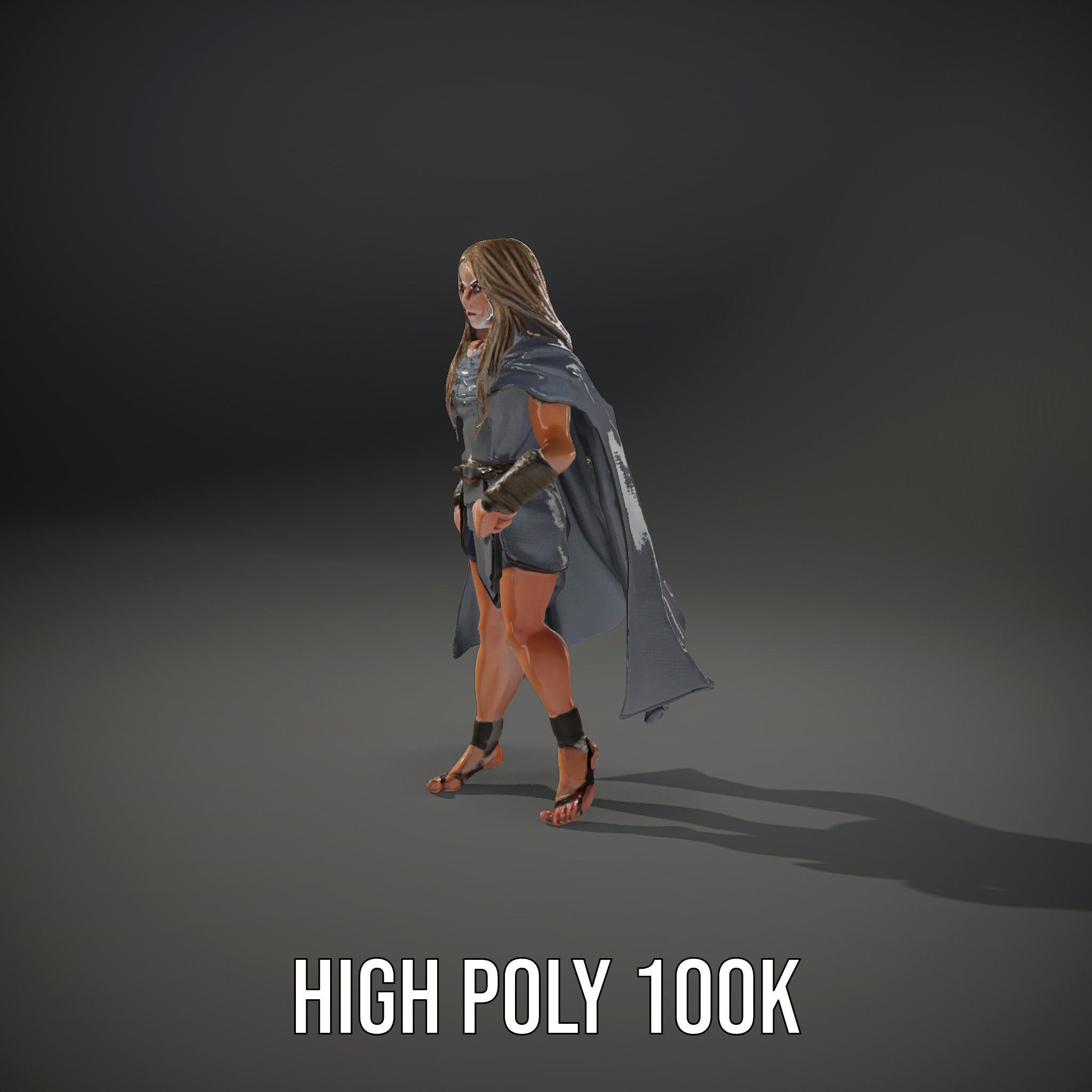 Mystic Warrior Character Model Rigged and Animated Low-poly 3D model_18