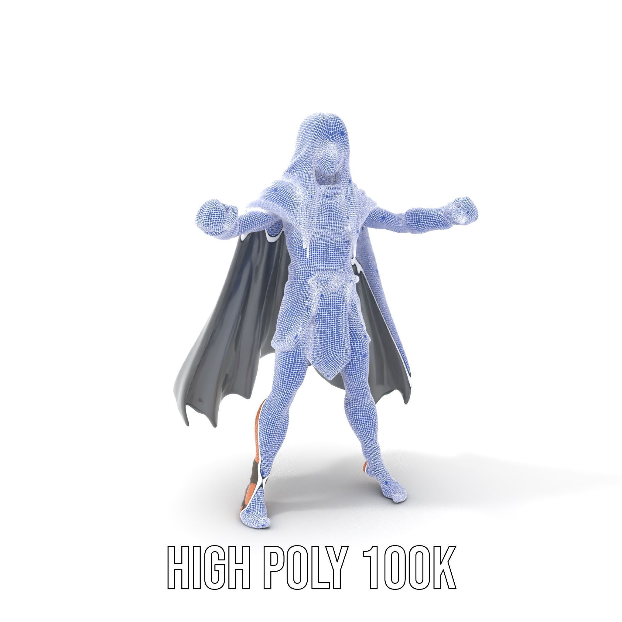 Mystic Warrior Character Model Rigged and Animated Low-poly 3D model_5