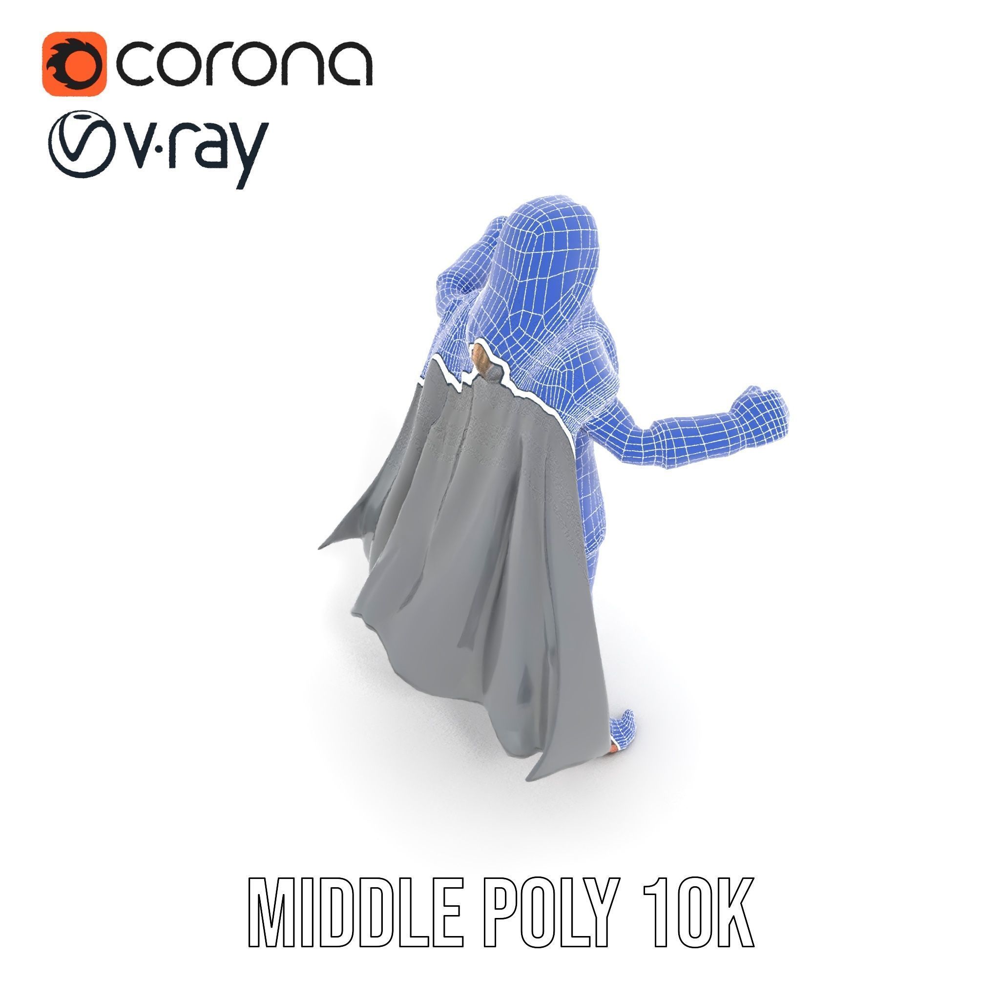 Mystic Warrior Character Model Rigged and Animated Low-poly 3D model_24