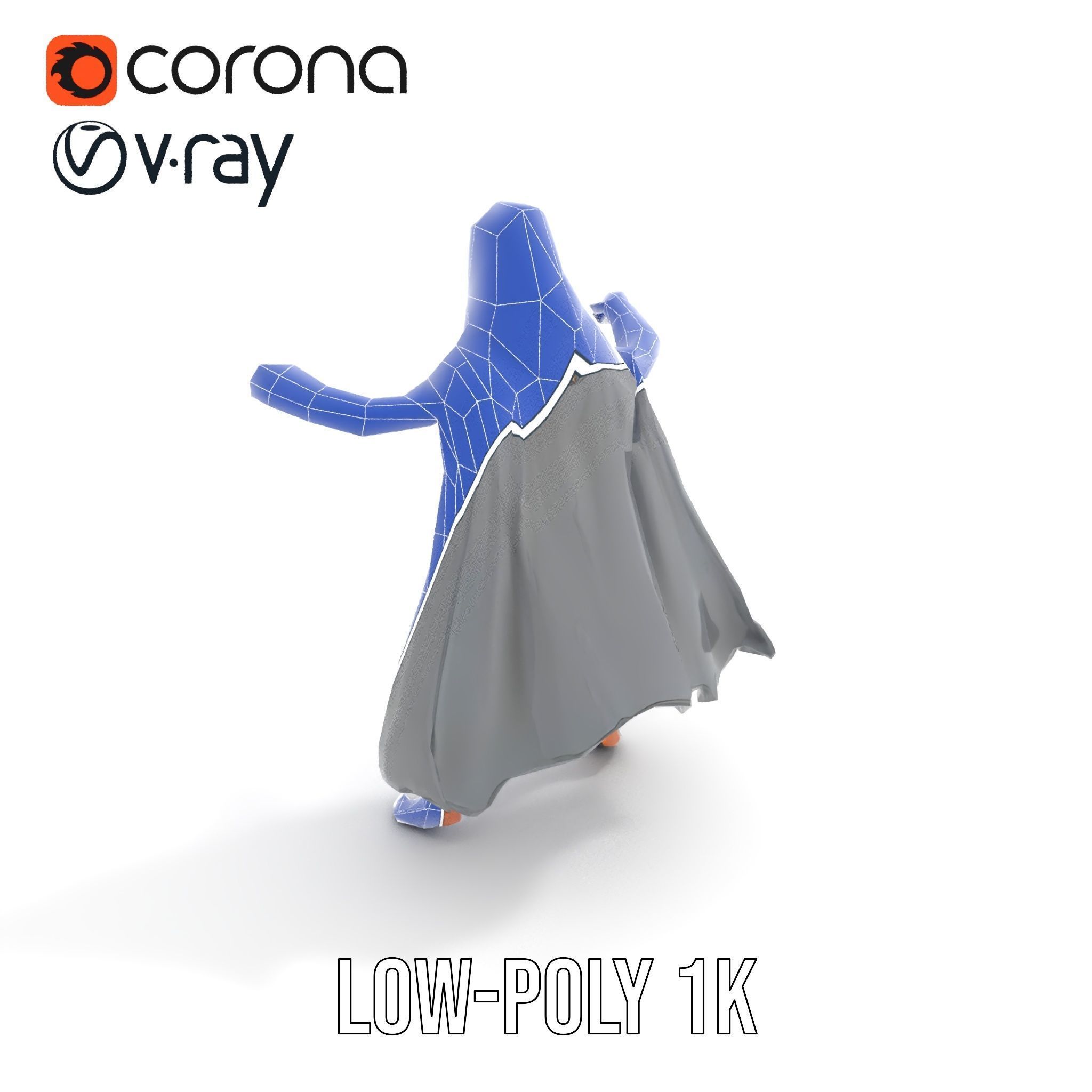 Mystic Warrior Character Model Rigged and Animated Low-poly 3D model_14