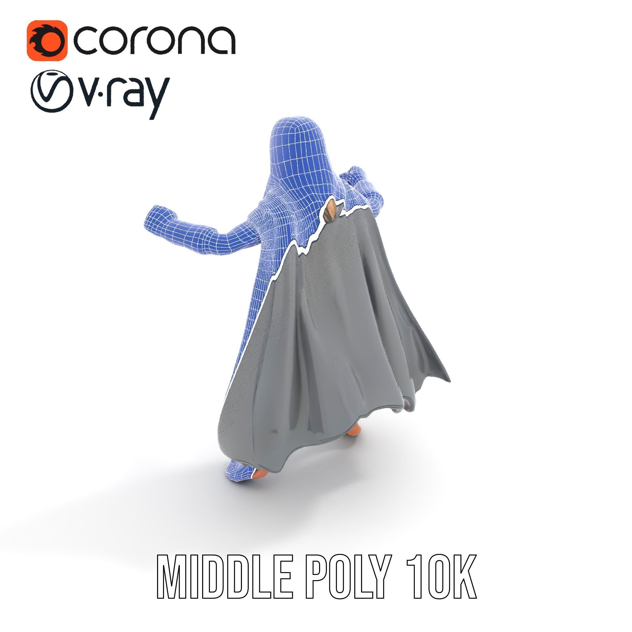 Mystic Warrior Character Model Rigged and Animated Low-poly 3D model_27