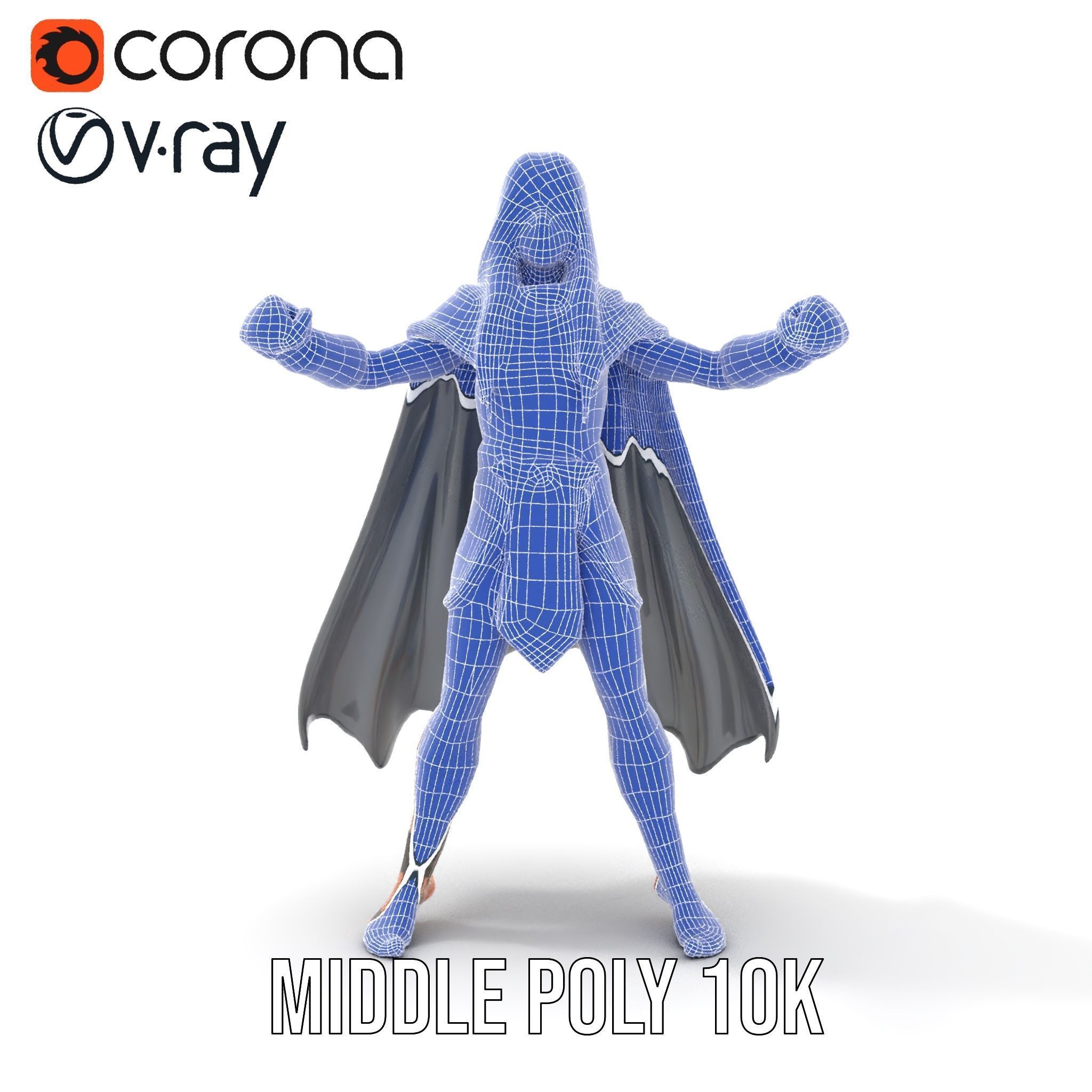 Mystic Warrior Character Model Rigged and Animated Low-poly 3D model_30