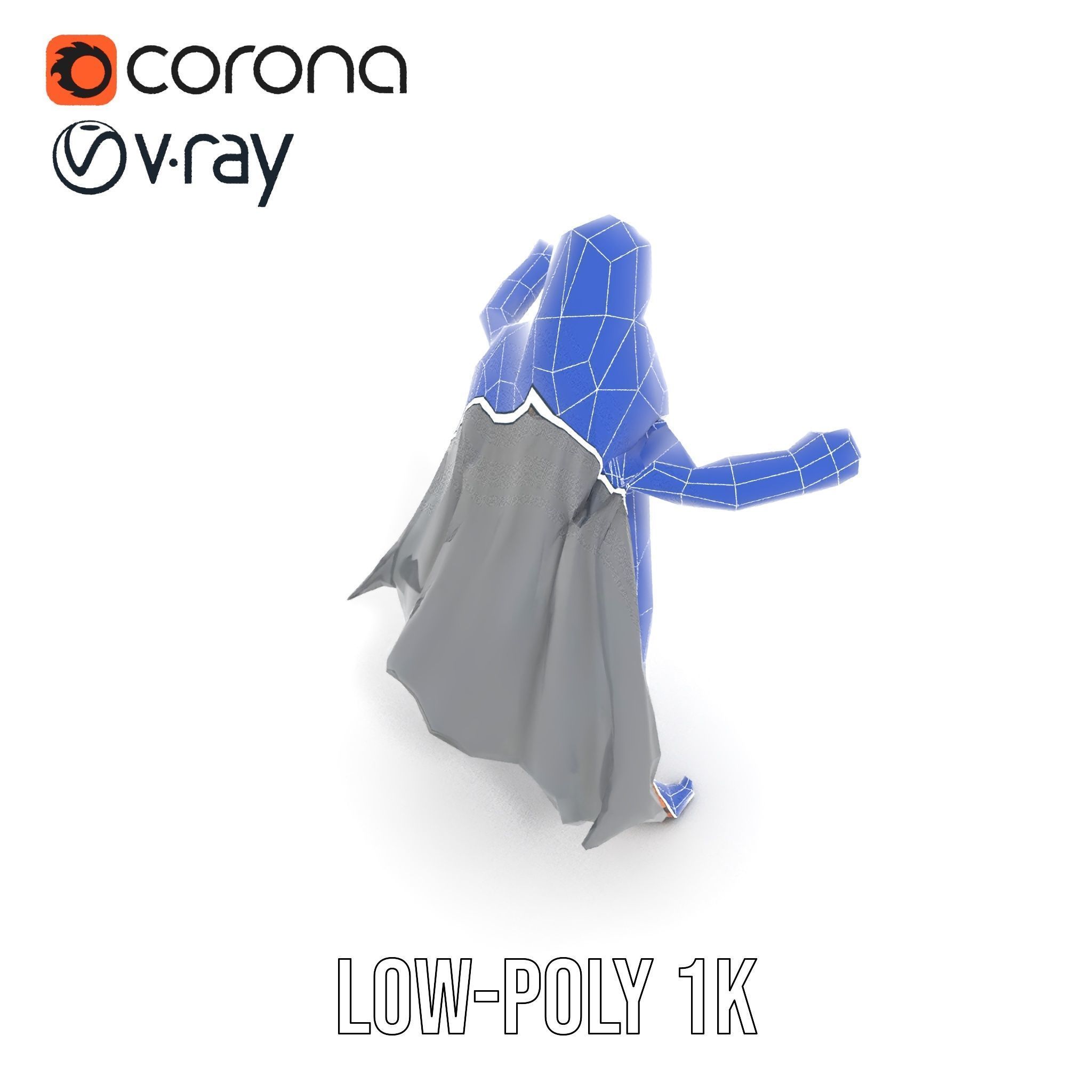 Mystic Warrior Character Model Rigged and Animated Low-poly 3D model_20